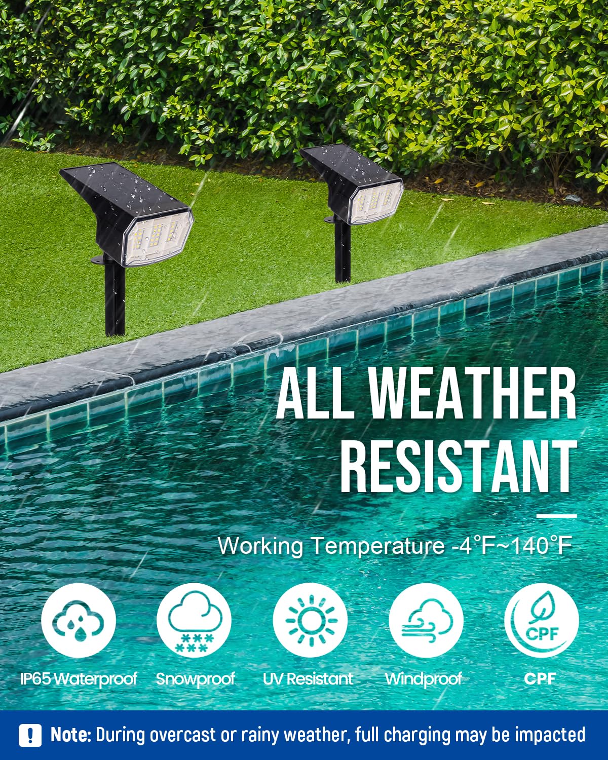 AUDERWIN Solar Spot Lights Outdoor 63 LED 3 Lighting,Waterproof IP65 Modes Spotlights for Outside House Yard Garden Landscape Li