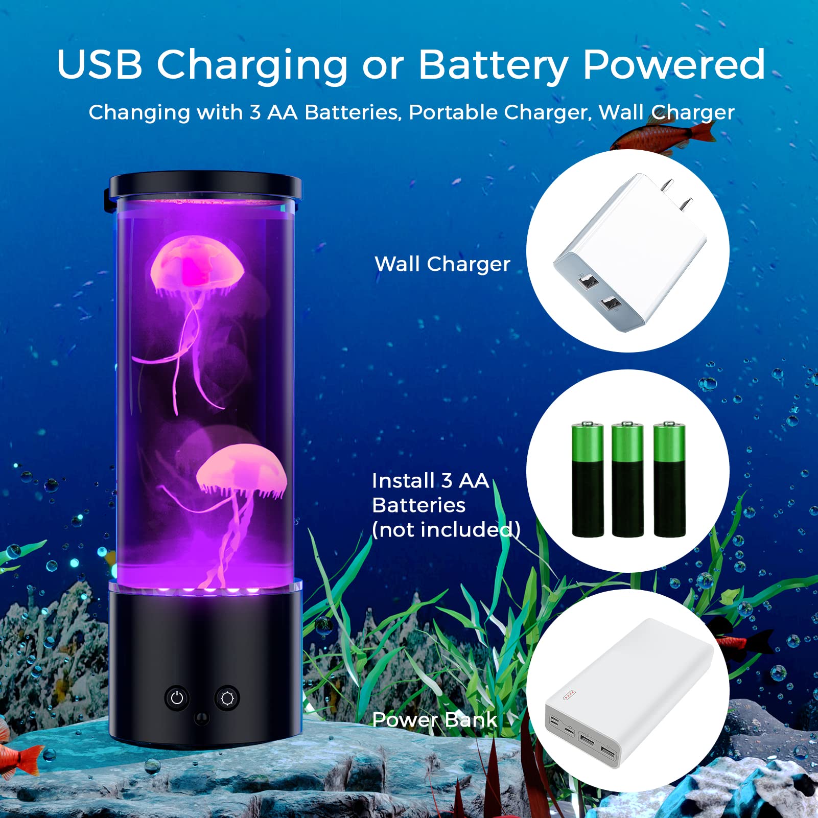 Aonesy Jellyfish Lamp, 17 Color Changing Jelly Fish Light Mood Lamps For Home Office Room Desktop Decoration, Jellyfish Aquarium
