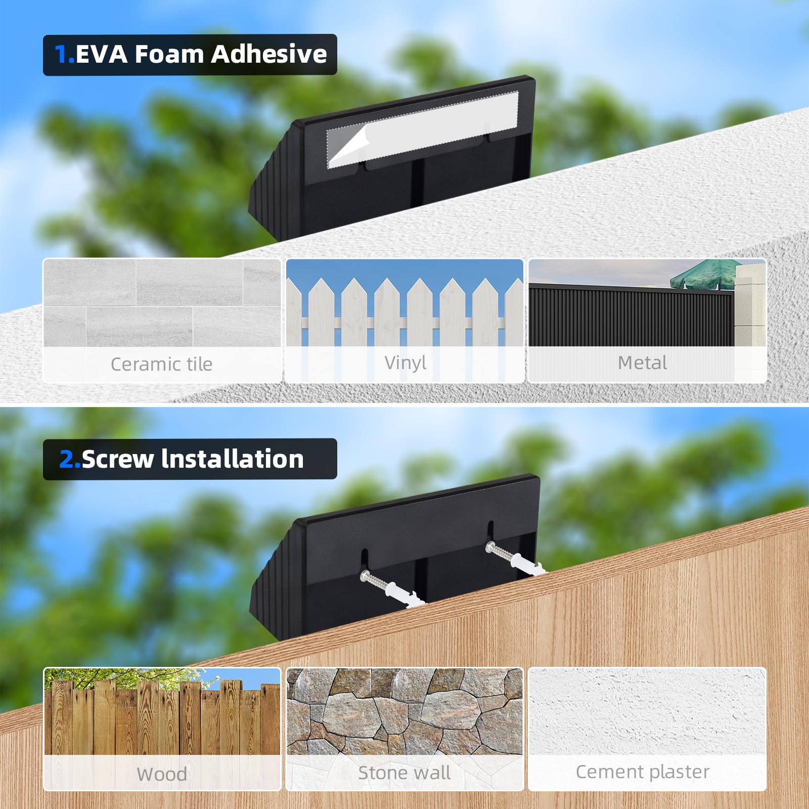 Xmnsoly 8 Pack Solar Wall Lights, Convex Lens Outdoor Led Fence Lights Solar Powered Waterproof, Exterior Front House Lighting F