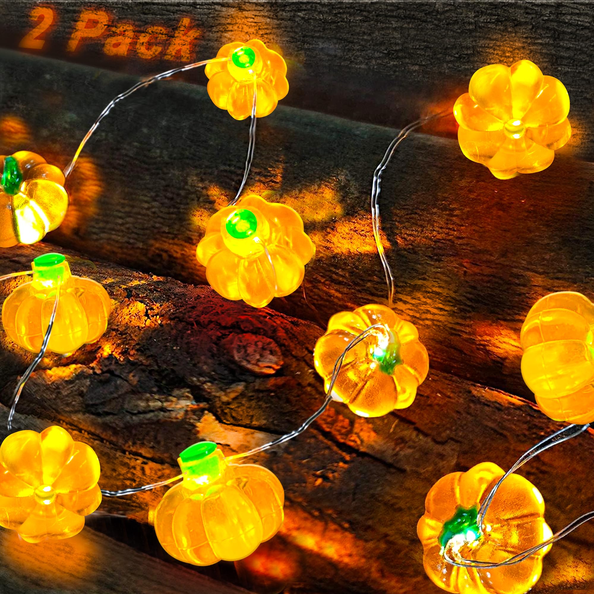 2 Pack Thanksgiving Decorations Turkey String Lights with Timer, Total 60LED/20Ft Thanksgiving Lights Battery Operated Turkey Li