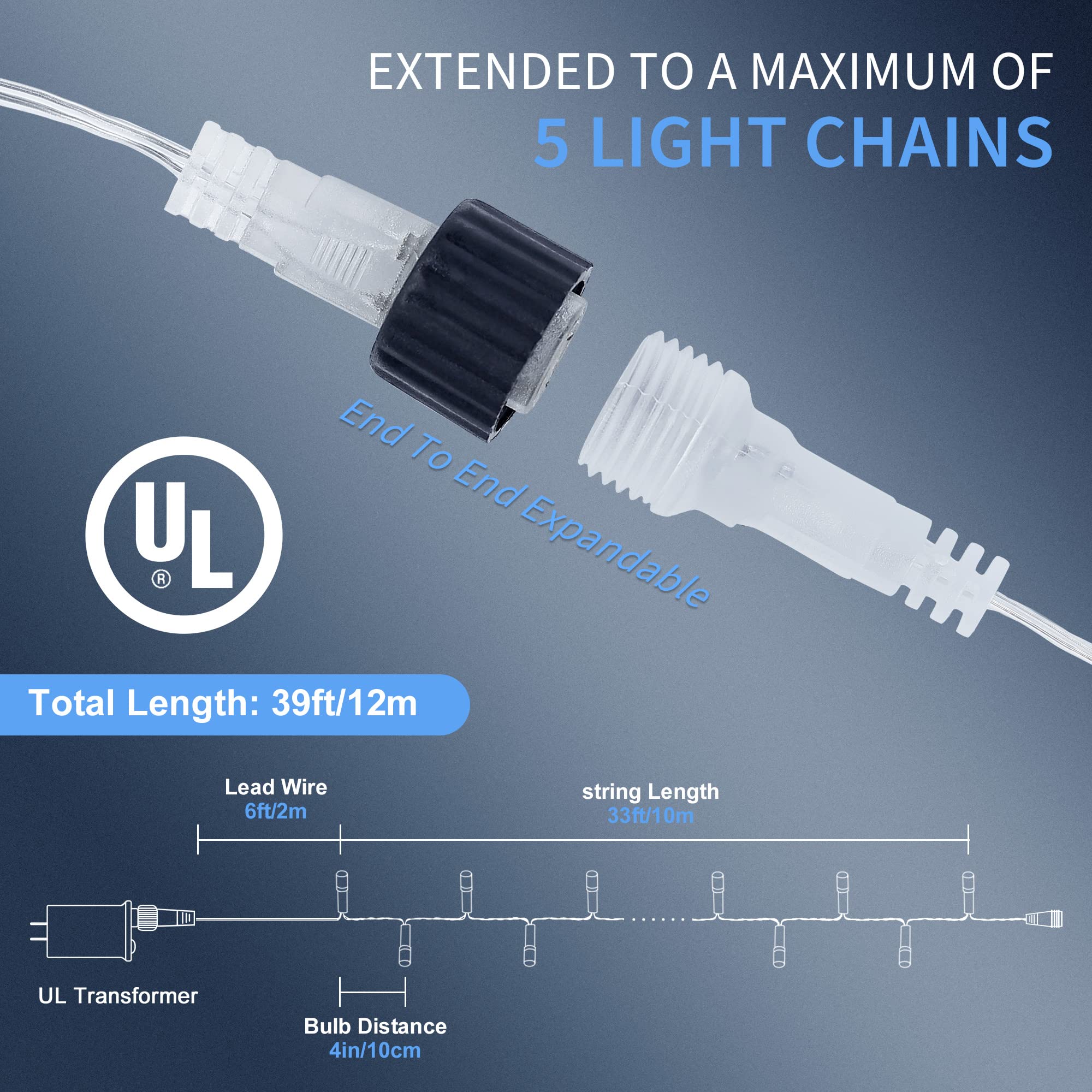 Oopswow Led String Lights, 30V Plug In Fairy String Lights With 8 Modes For Indoor And Outdoor Party Wedding Home Patio Lawn Gar