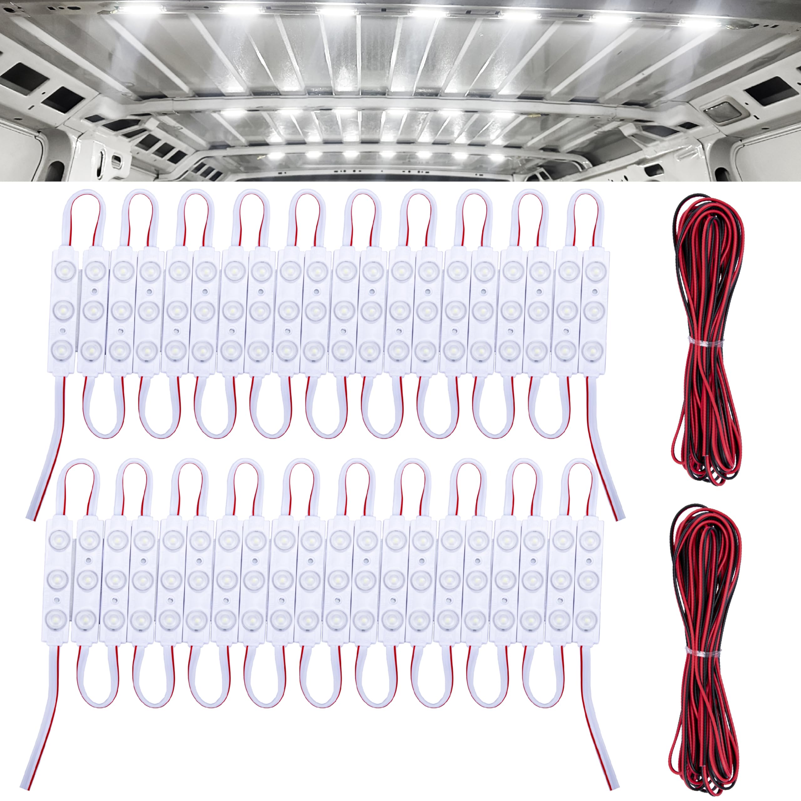 120 Led Van Interior Light Kits  12V Led Light Band  Cargo Van Accessories  Ceiling Work Lights Kit  Enclosed Trailer Lights for Truck Vans RV Boats Caravans  40 Modules(White)