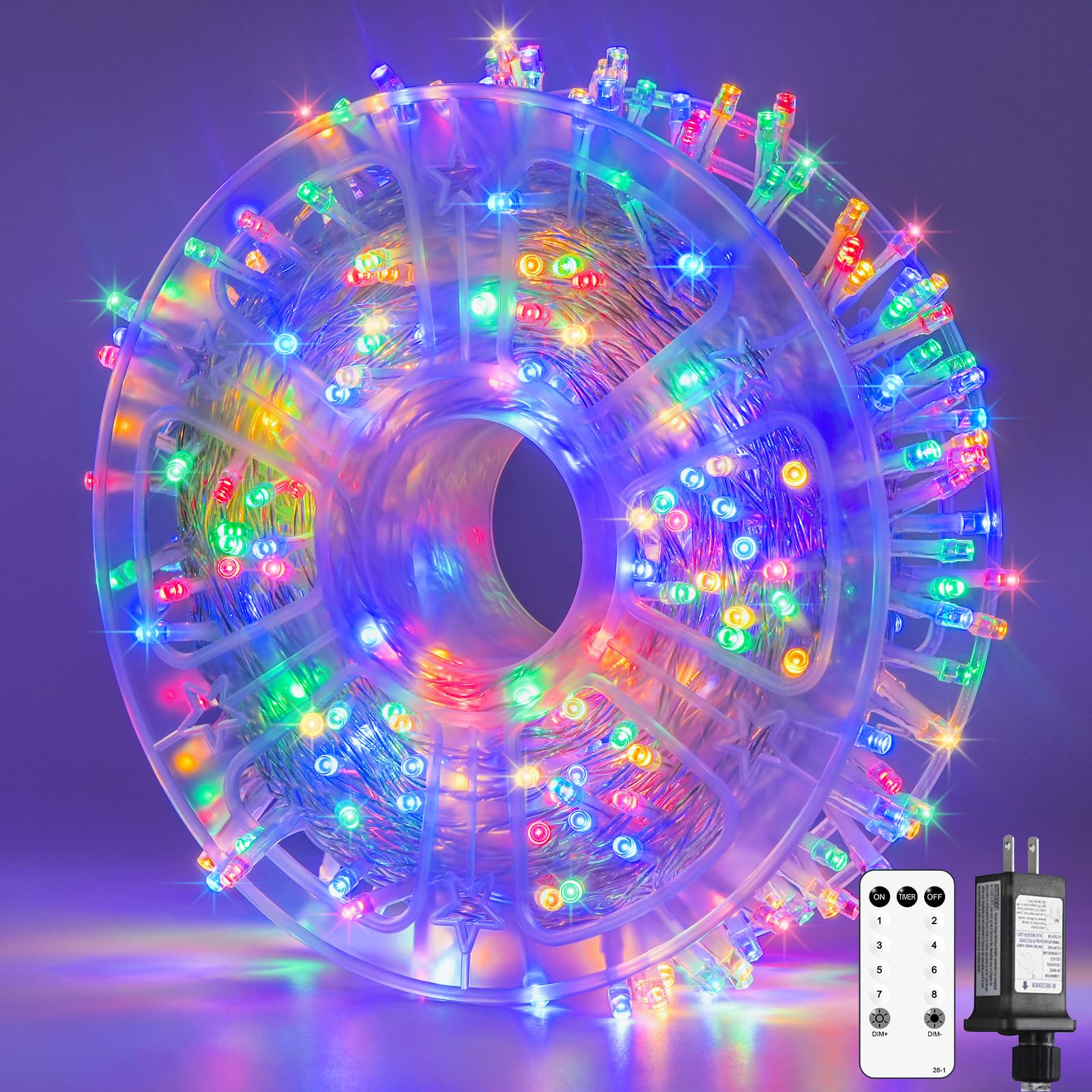 JMEXSUSS Christmas Lights, 400 LED Multicolor String Lights, 132ft, Waterproof, 8 Modes, Remote Control, Indoor/Outdoor Decor