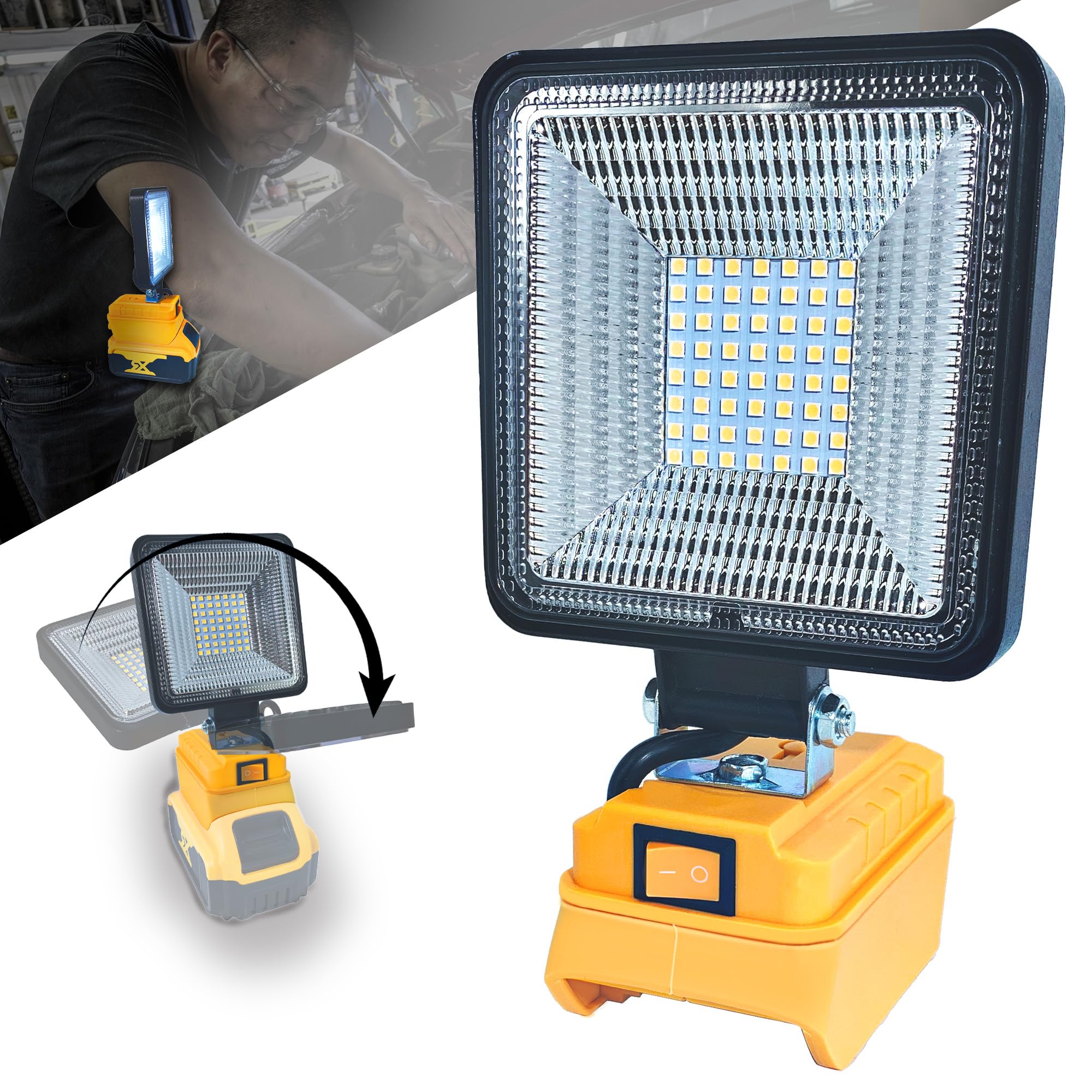 byczone Cordless LED Work Light for Dewalt 20/18v Battery, 30W 3000Lumens Flood Lights Outdoor for Dewalt 20V Battery, Underhood