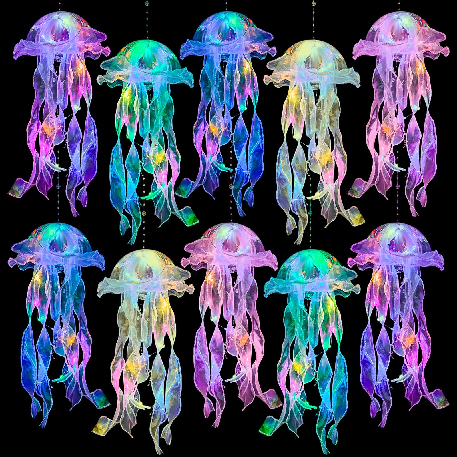 Jellyfish Decorations -10 Pcs Jellyfish Lanterns, Hanging Jelly Fish Decorations, For Mermaid Theme Party Under The Sea Party De