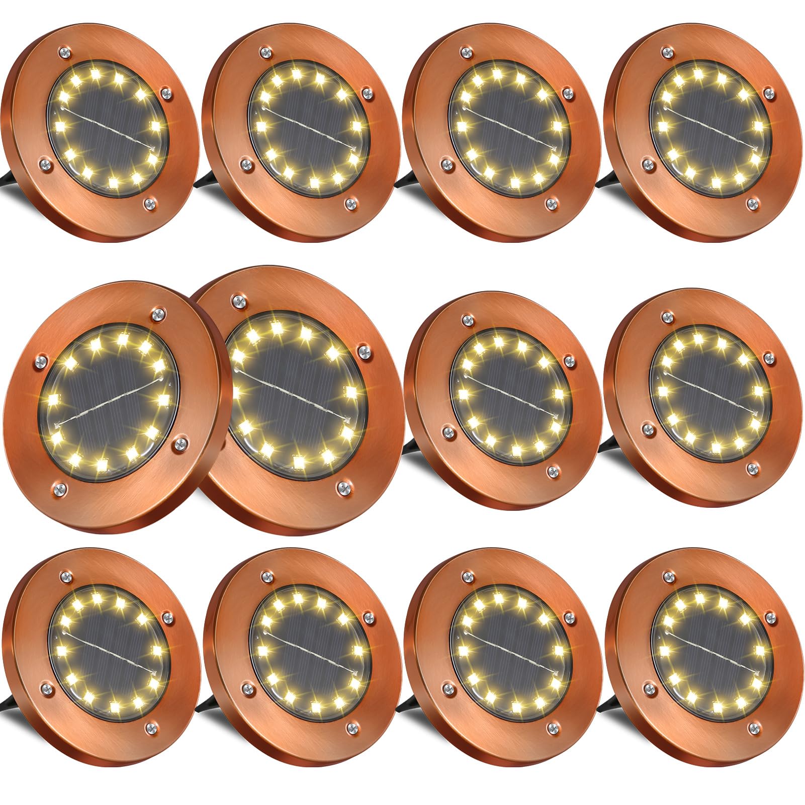 HOFLYW Outdoor In-Ground Lights Disc Outdoor Garden In Ground Landscape 12 Pack 12 led for Pathway Yard Patio Walkway(Bronze  12 Pack)