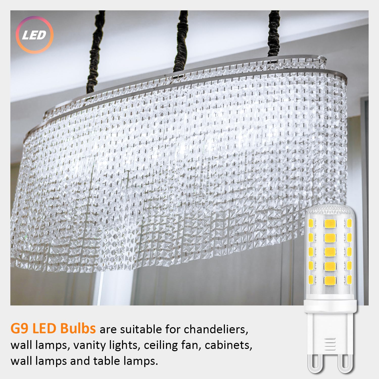 Maelsrlg G9 Led Bulb 4W(40W Equivalent), 6000K Daylight, Non-Dimmable, T4 120V 400Lm, G9 Bi-Pin Base, 10-Pack