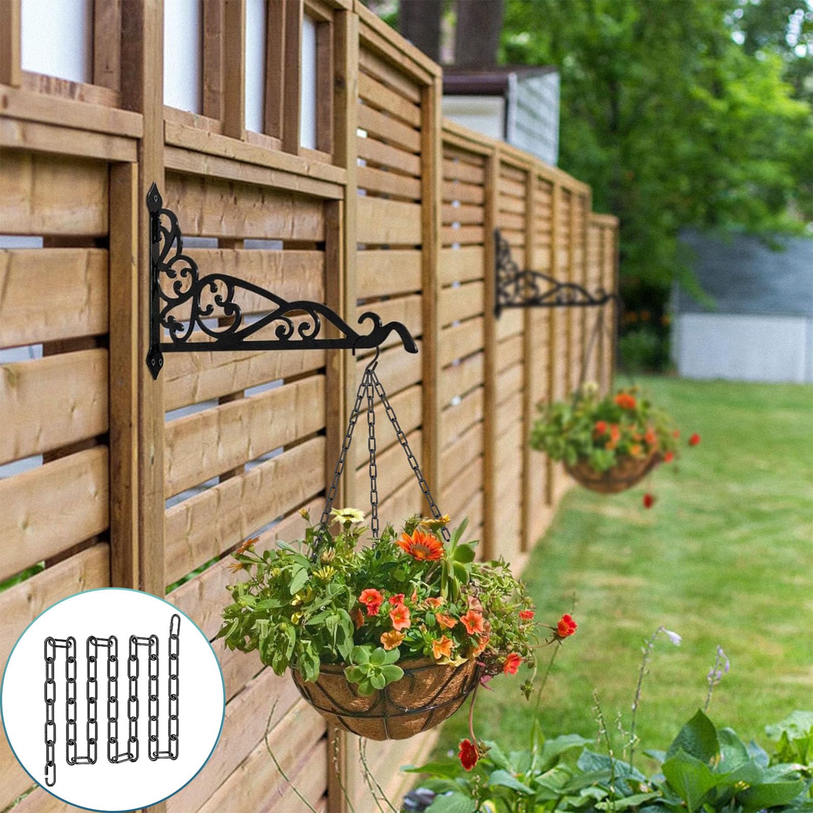 Garini 6 Feet Industrial Black Light Fixture Chain, Adjustable Metal Pendant Chandelier Chain Extension With Detachable Link, 4