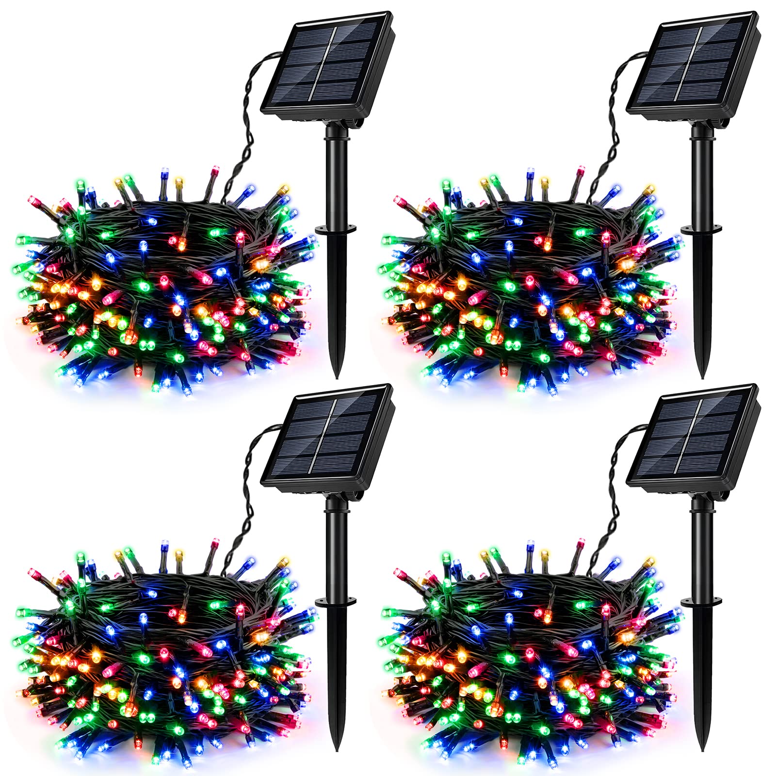 Lunaxinhuo 4Pack Solar String Lights For Outside, 400 Led Solar Christmas Lights Outdoor Waterproof With 8 Modes Solar Fairy Lights For Xmas Tree Party Wedding Garden Fence Decorations (Multicolor)