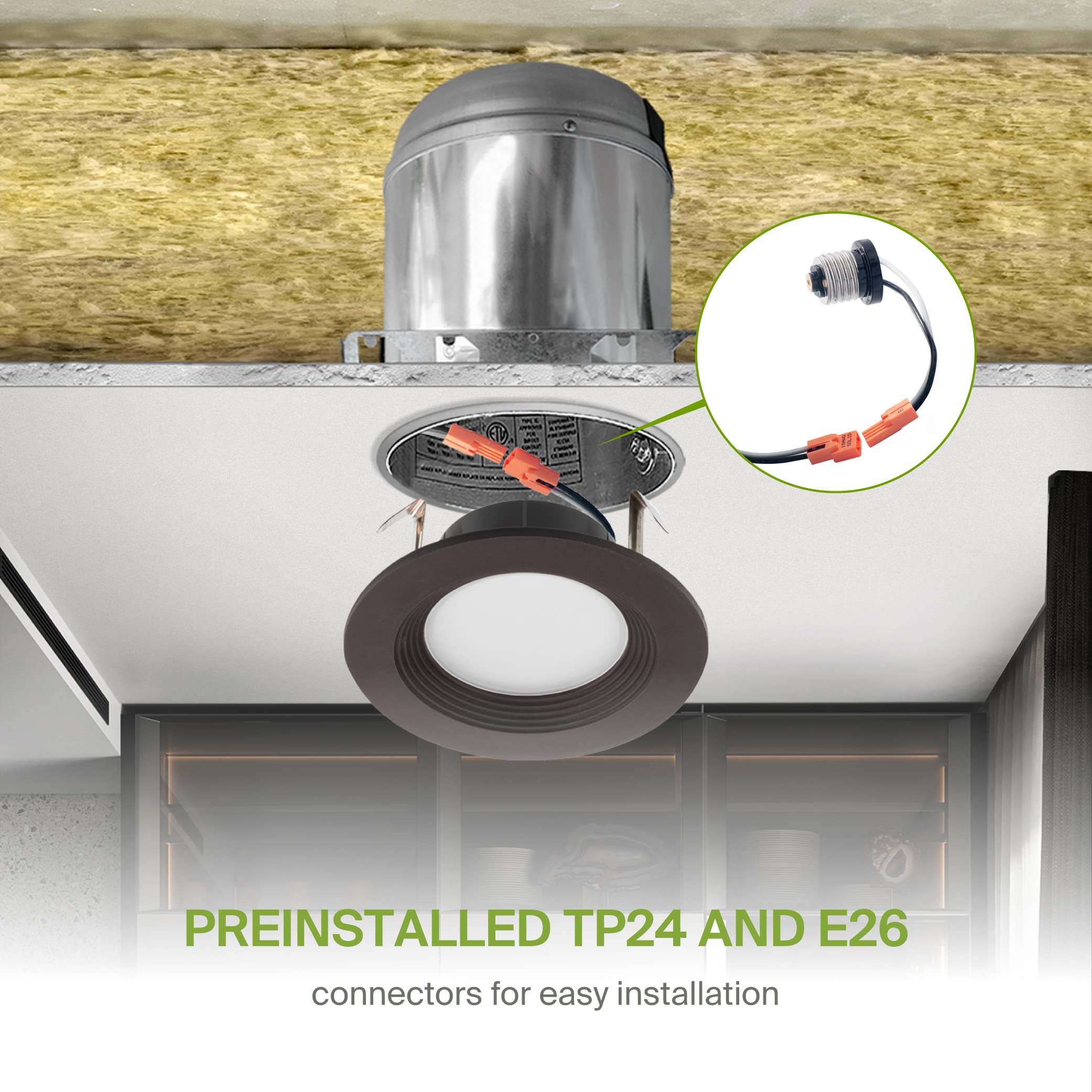 ASD LED Recessed Lighting 4 Inch 9W 700 Lm Dimmable Wet Rated Adjustable 2700K-5000K Oil-Rubbed Bronze Model A-LRKR