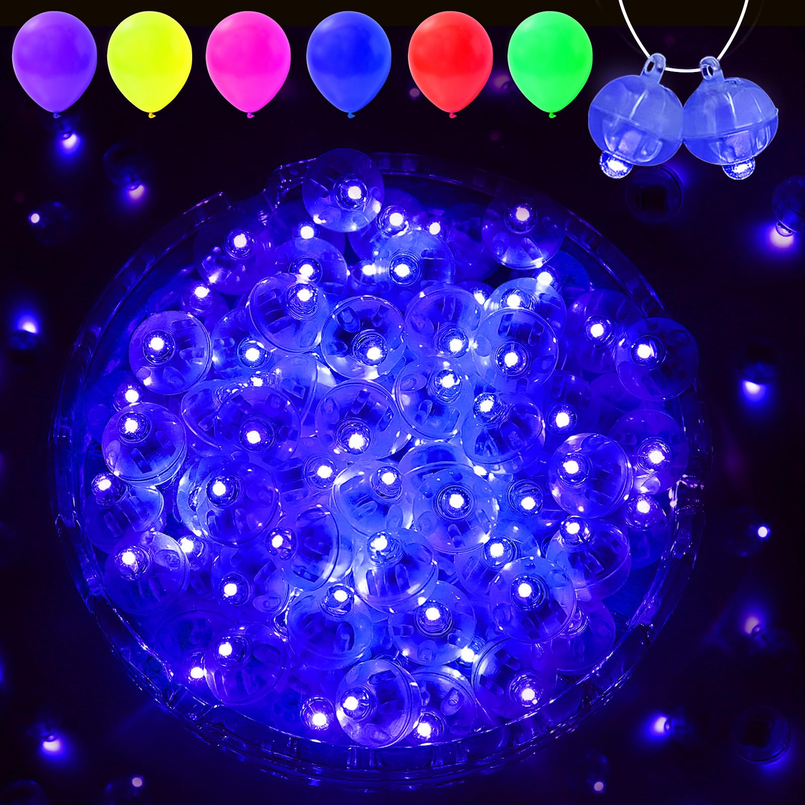 pozzolanas Mini LED Lights, Waterproof Round Tiny Lights for Party Decorations, 50 Pcs, Blue, Model 23QQD