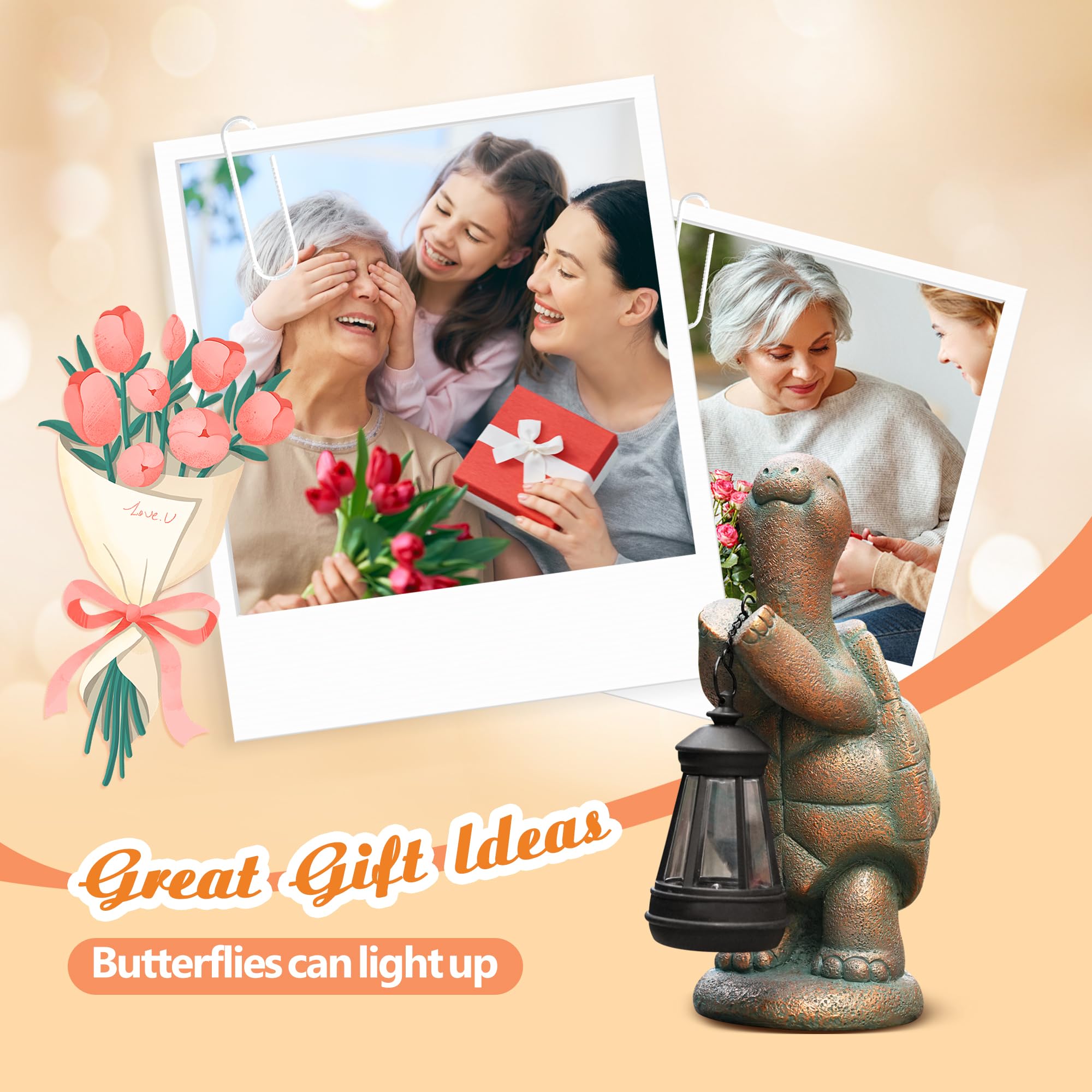 Turtle Solar Powered Outdoor Garden Statue  Resin Statue With Solar Light Lantern  Decorative Lawn  Yard Outdoor Turtle Decoration. Unique Home Decoration  Gifts For Women