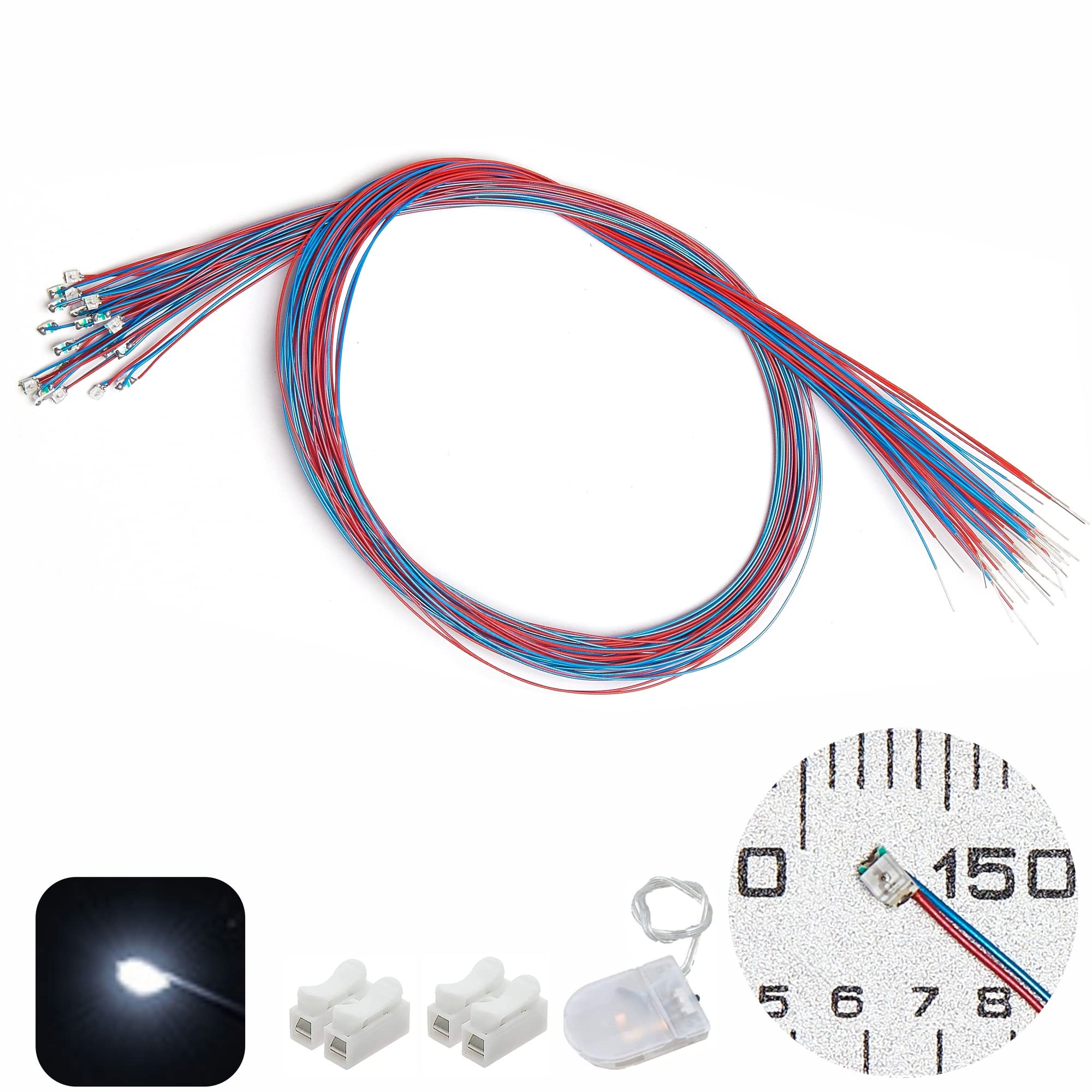 ZZHOB 0805 SMD LED Micro LEDs, Continuous White Light, 25 Count, Copper, Model L-0402, White