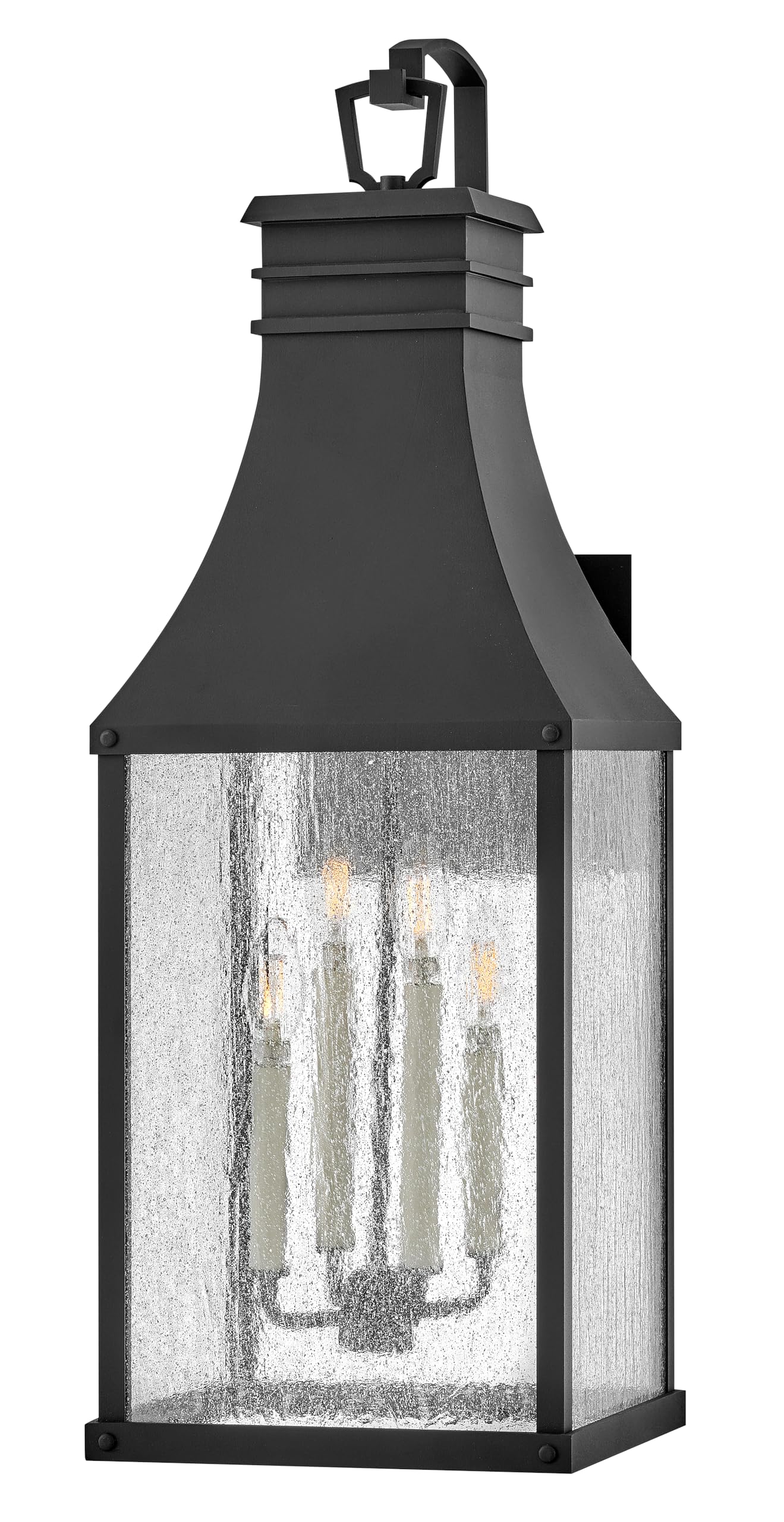 Hinkley Beacon Hill Extra Large Wall Mount Outdoor Lantern - Aluminum, Clear Seedy Glass, Old World Charm - Museum Black Finish