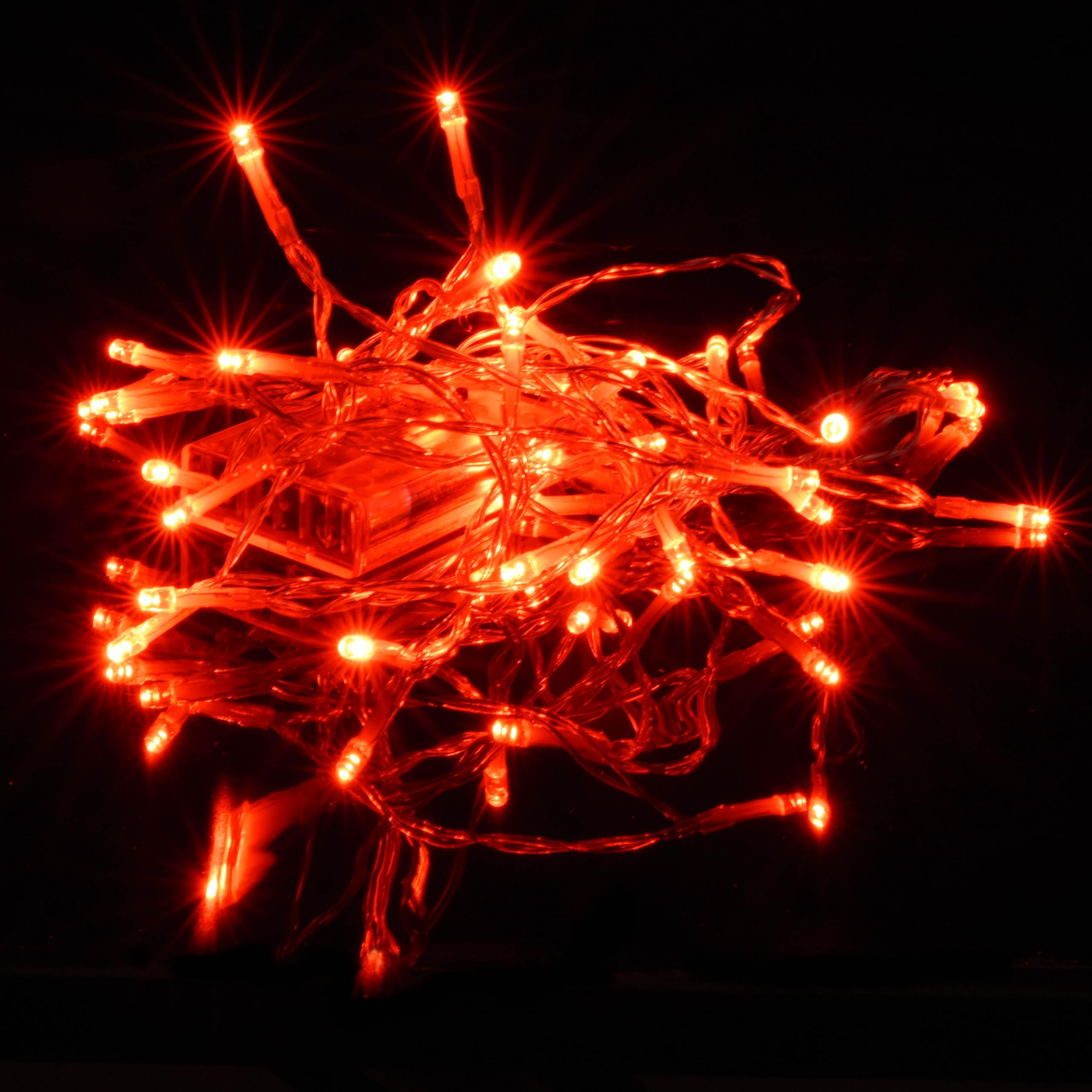 Karlling Battery Operated Christmas Lights,8 Flashing Mode 13 ft Short Clear Wire Led Fairy Light String with Timer for Small Mini Xmas Tree and Wedding Party Indoor/Outdoor Decoration (Red, 1Pack)