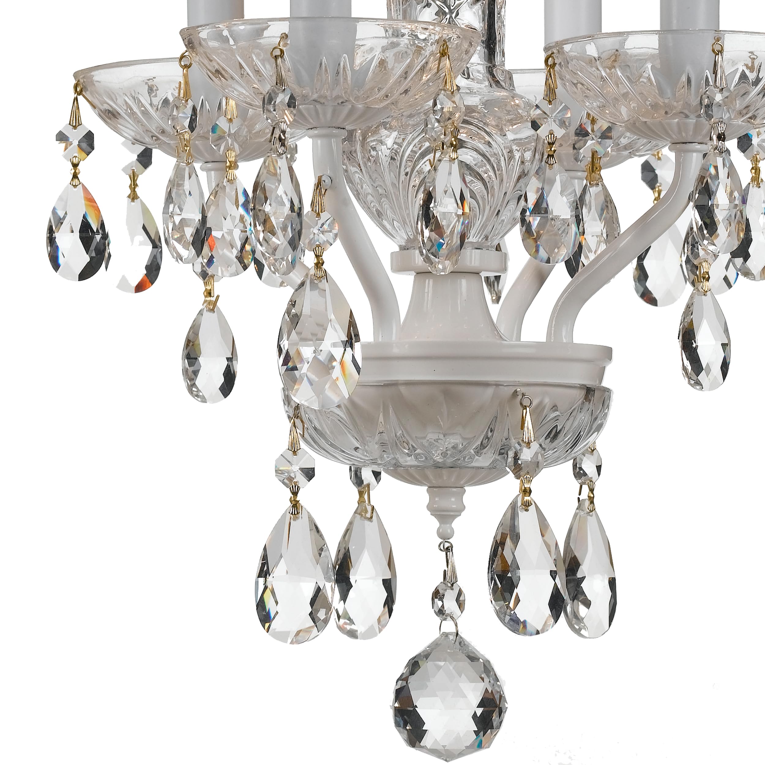 Crystorama Traditional Mini Chandelier 4 Light Hand Cut Crystal Wet White Model 5534-WW-CL-MWP