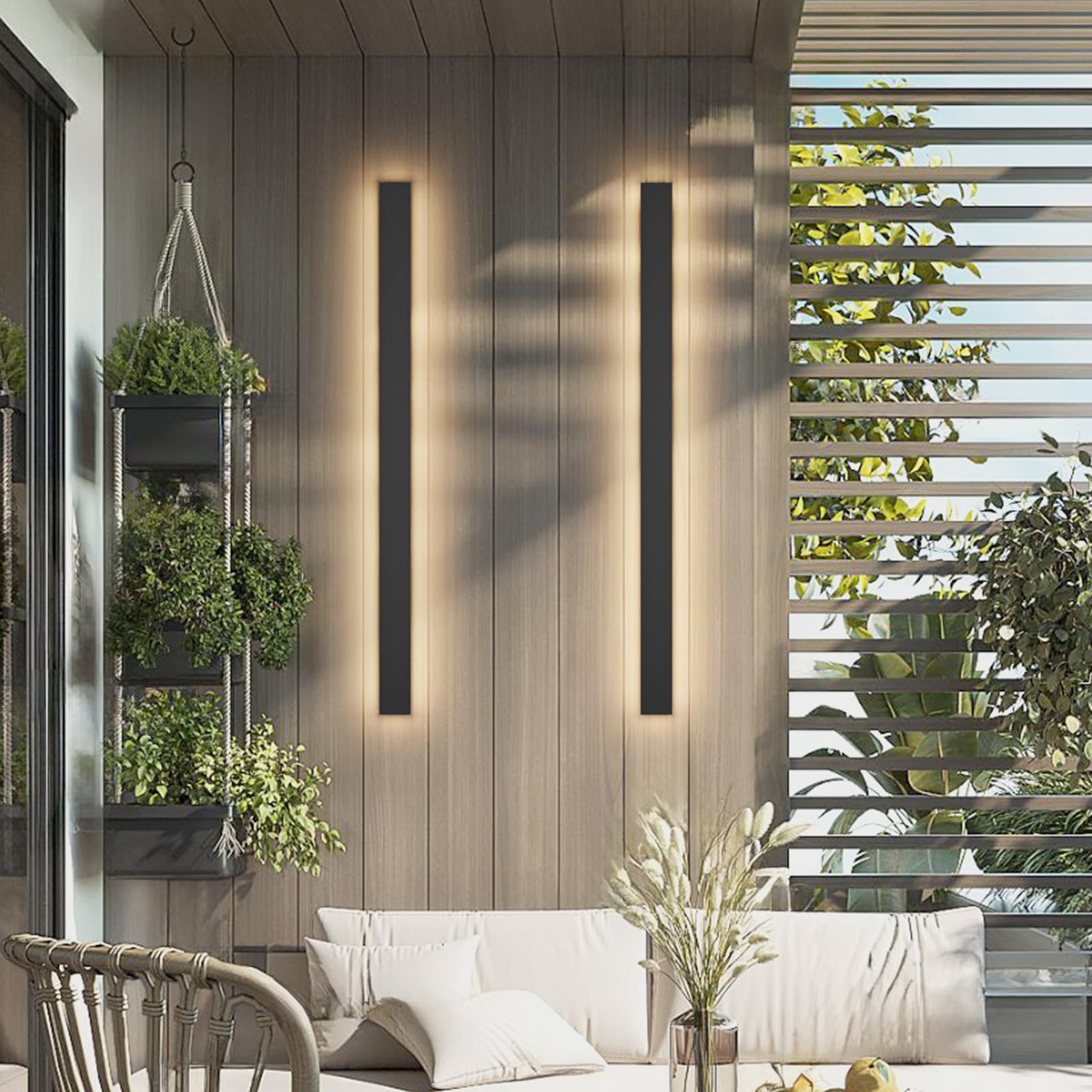 Outdoor Lights 2 Pack,Modern Outdoor Wall Light Long Strip Led Wall Sconce Ip65 Anti Rust Warm Light Fixture 3000K Exterior Wall
