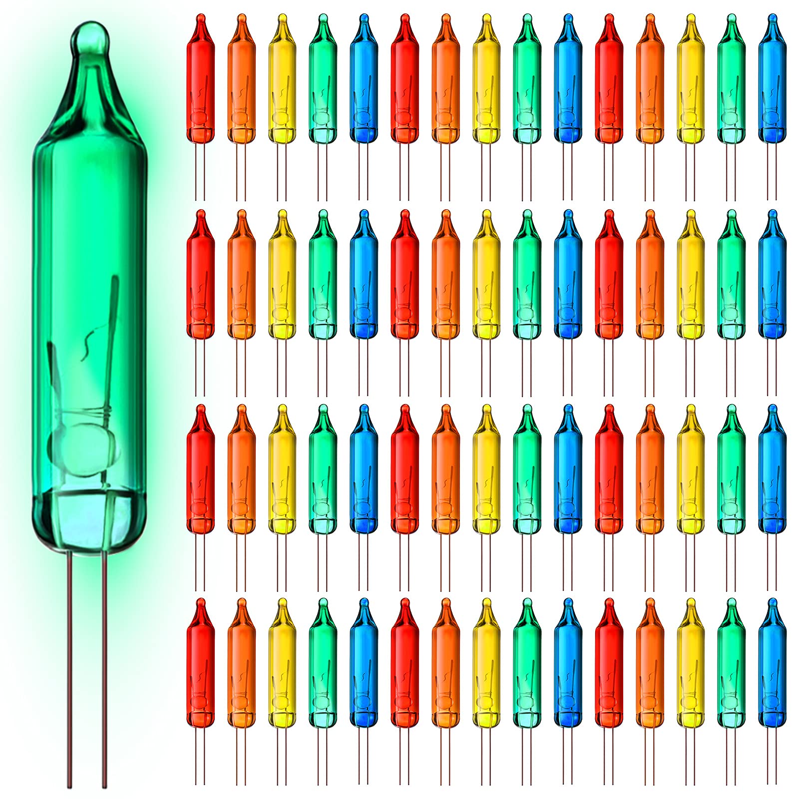Mudder 100 Pcs Mini Christmas 2.5 Volt Replacement Light Bulbs for Christmas Trees Decorative Light Supplies Indoor Outdoor Xmas