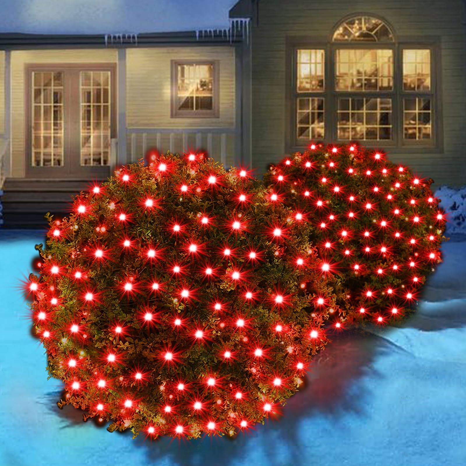 Wabarle Led Christmas Net Lights - 120 Led, 5ft x 6ft Outdoor Mesh Lights for Bushes, Tree Trunk, Shrubs - Green Wire - Xmas (Re