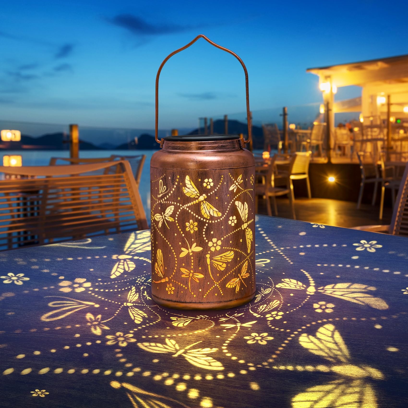 Christmas Gifts For Woman  Dragonfly Solar Lanterns Outdoor Waterproof Dragonfly Gifts  Metal Hanging Lanterns For Yard Garden Decor