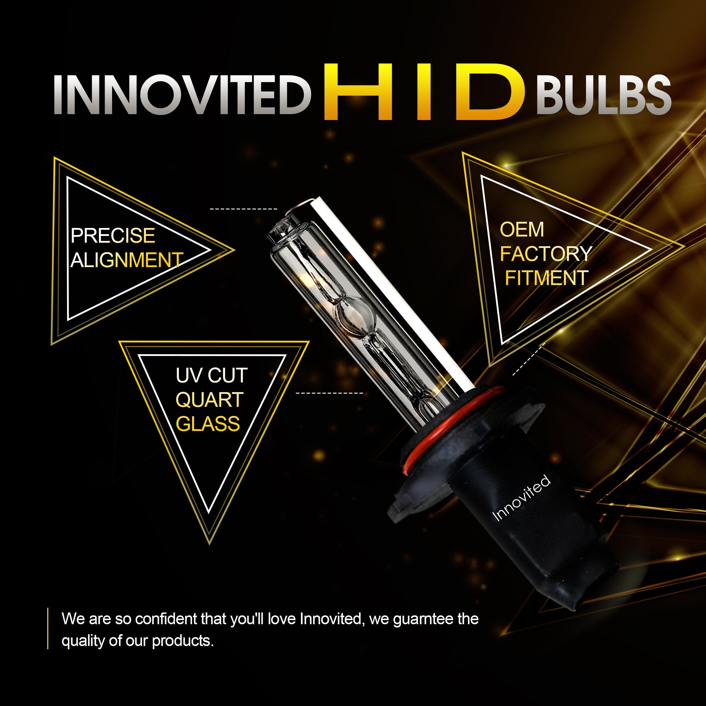 Innovited HID Xenon H4 9003 3000K (Low hid/High Halogen) Replacement Bulbs (1 Pair) Golden Yellow