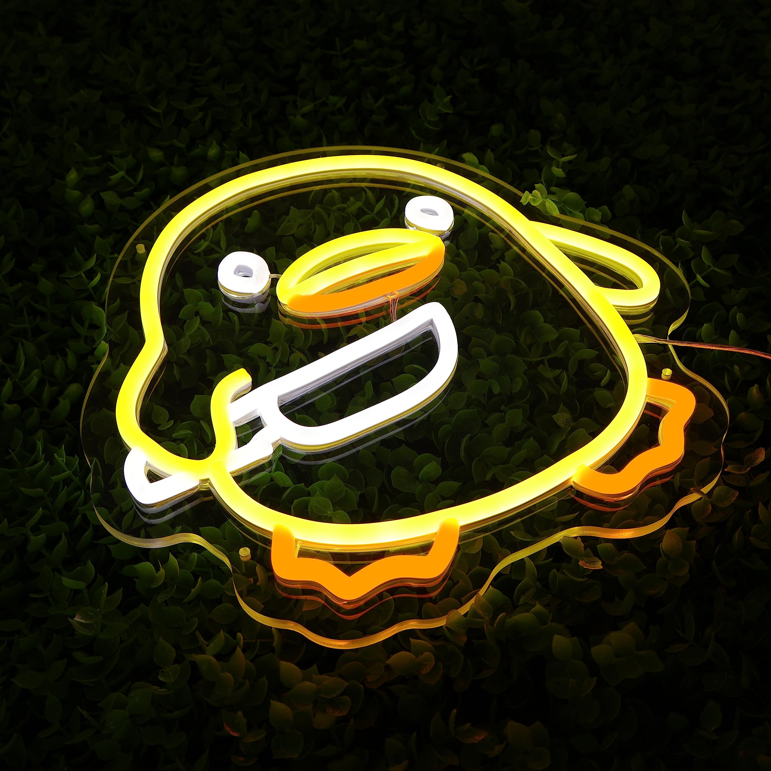 Housignz Neon Sign - Dimmable USB Powered Yellow Duck, 11x11in, Silicone, Cute LED Light for Kids Bedroom, Game Room, Home Bar