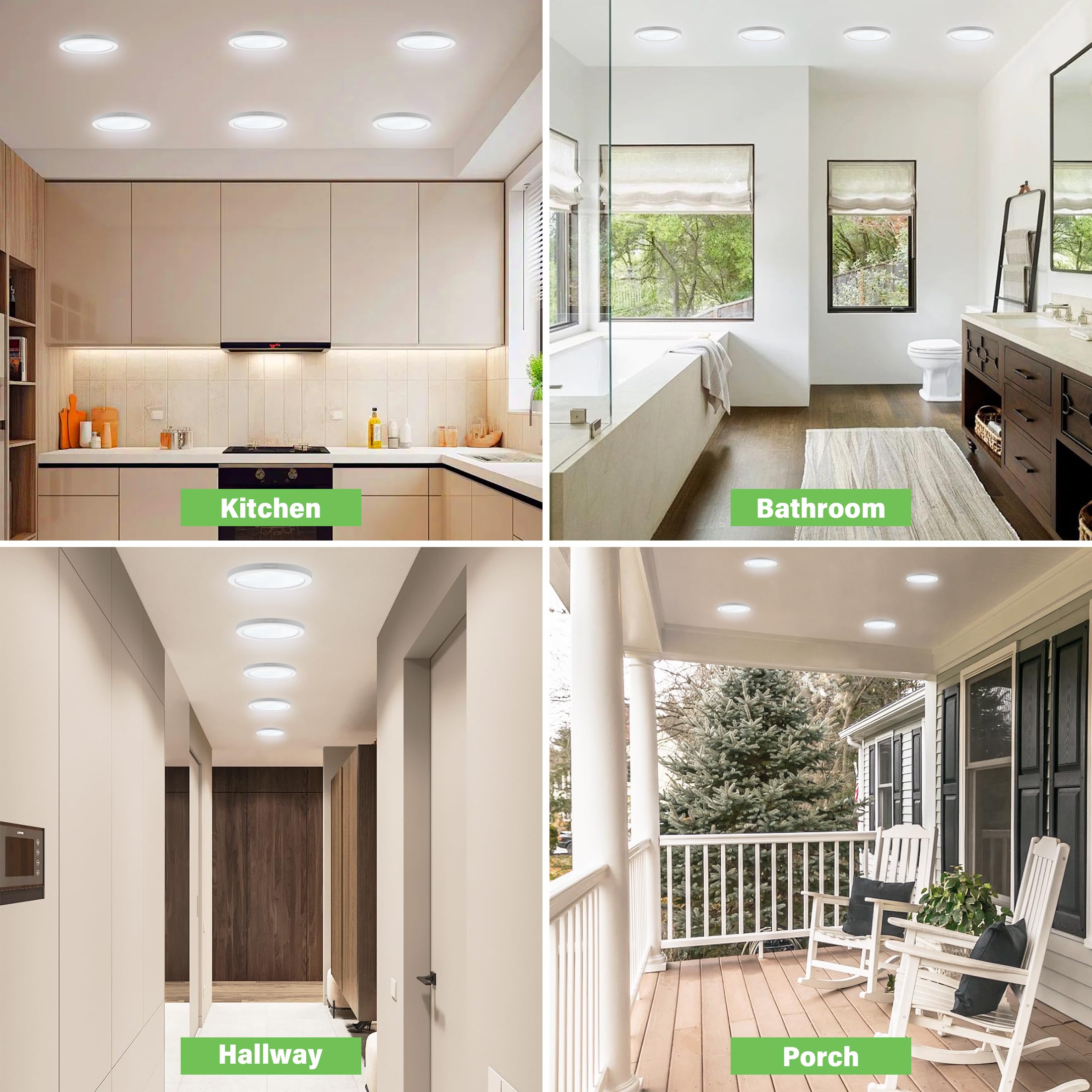 Novelux 7.3'' Flush Mount Dimmable Led Ceiling Light - 12W 5000K, Ultra Thin Round, White, 9Pack For Bedroom, Bathroom, Kitchen,