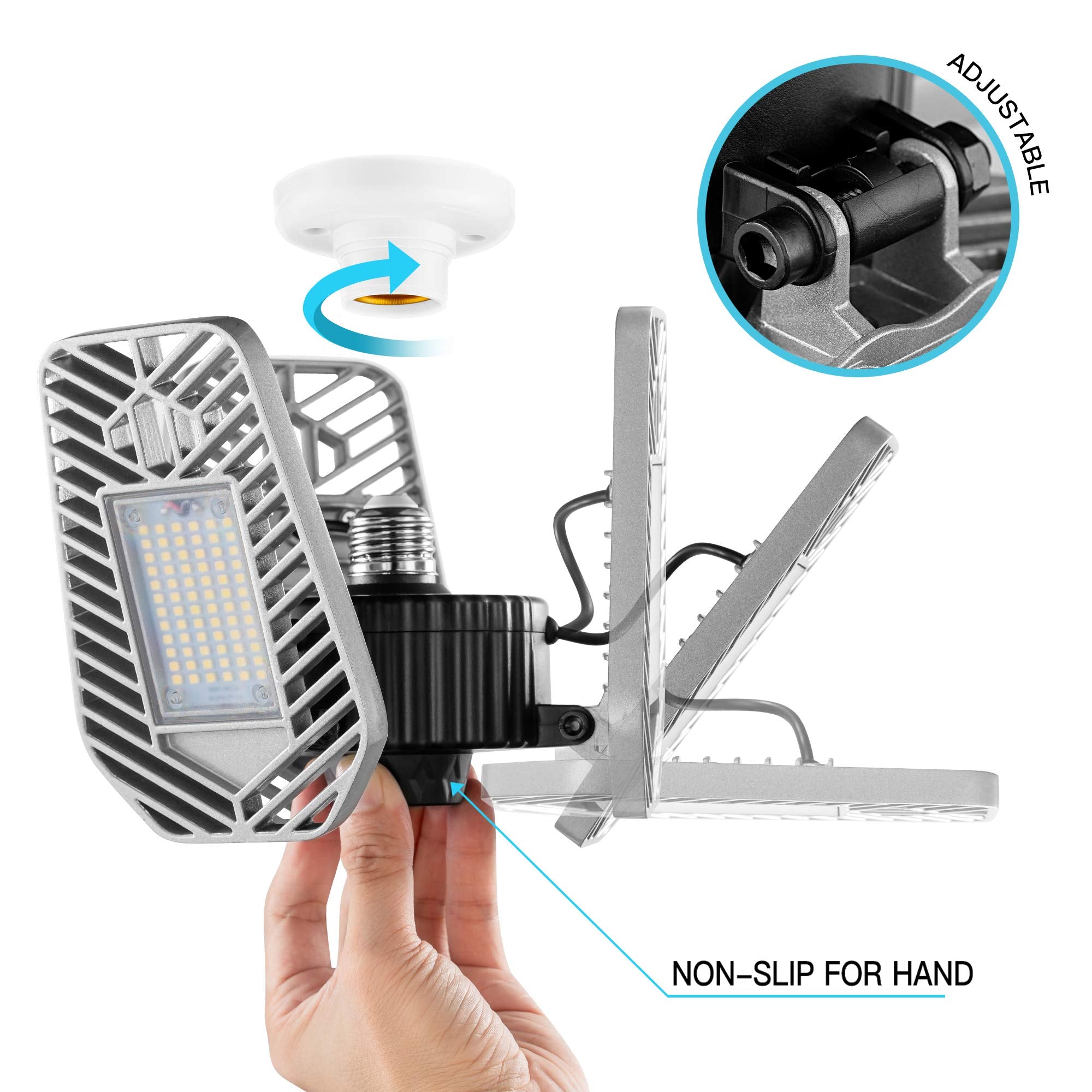 LZHOME LED Garage Lights, 9000 Lumens, 82W, Aluminum, Adjustable, 1 Pack, Red-88889112