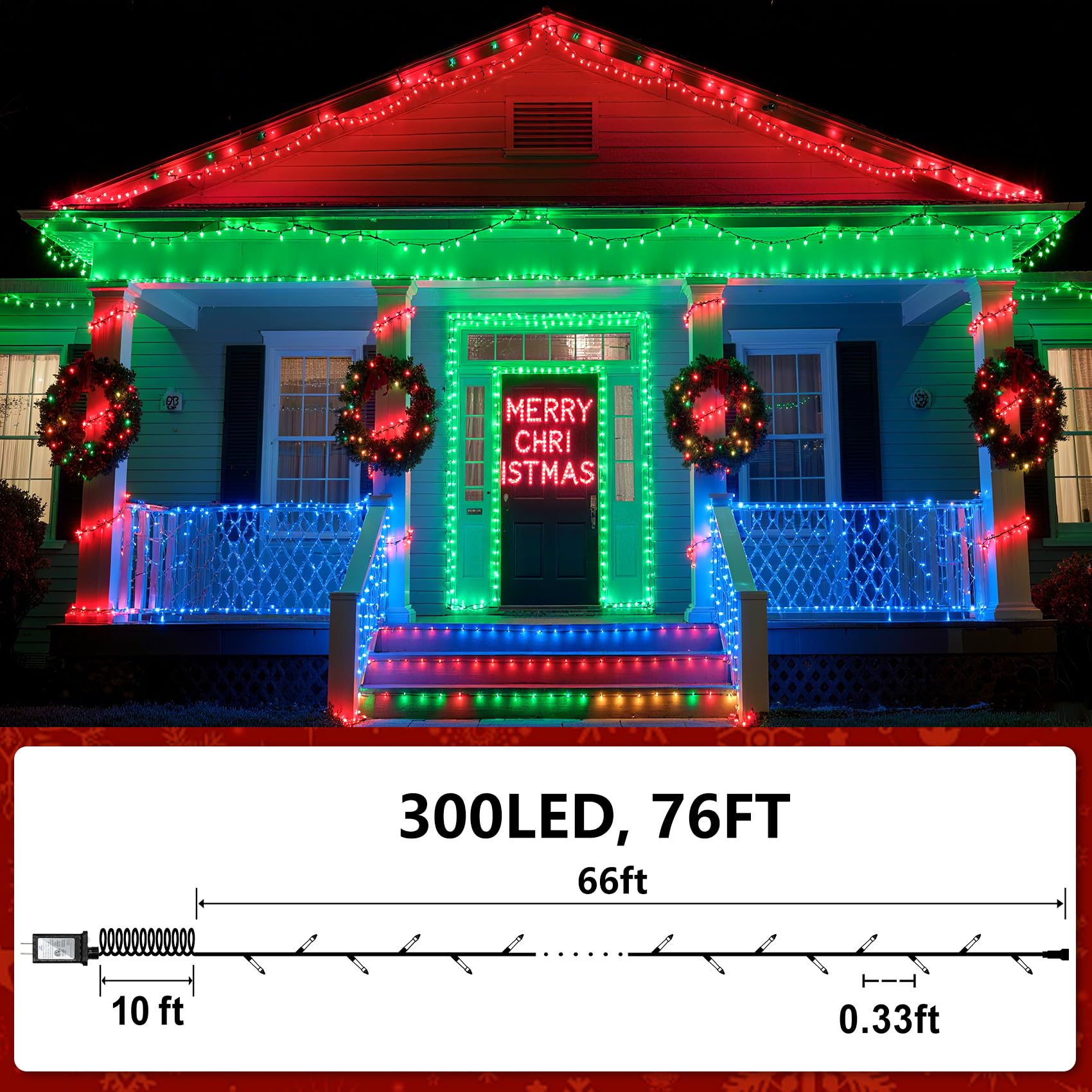 300 Led Christmas Tree Lights  Connectable Christmas Lights Indoor With Timer Memory & Dimmable & 12 Modes  75Ft Decoration Fairy String Lights For Outside Bedroom Home Patio Yard Tree Party  Green