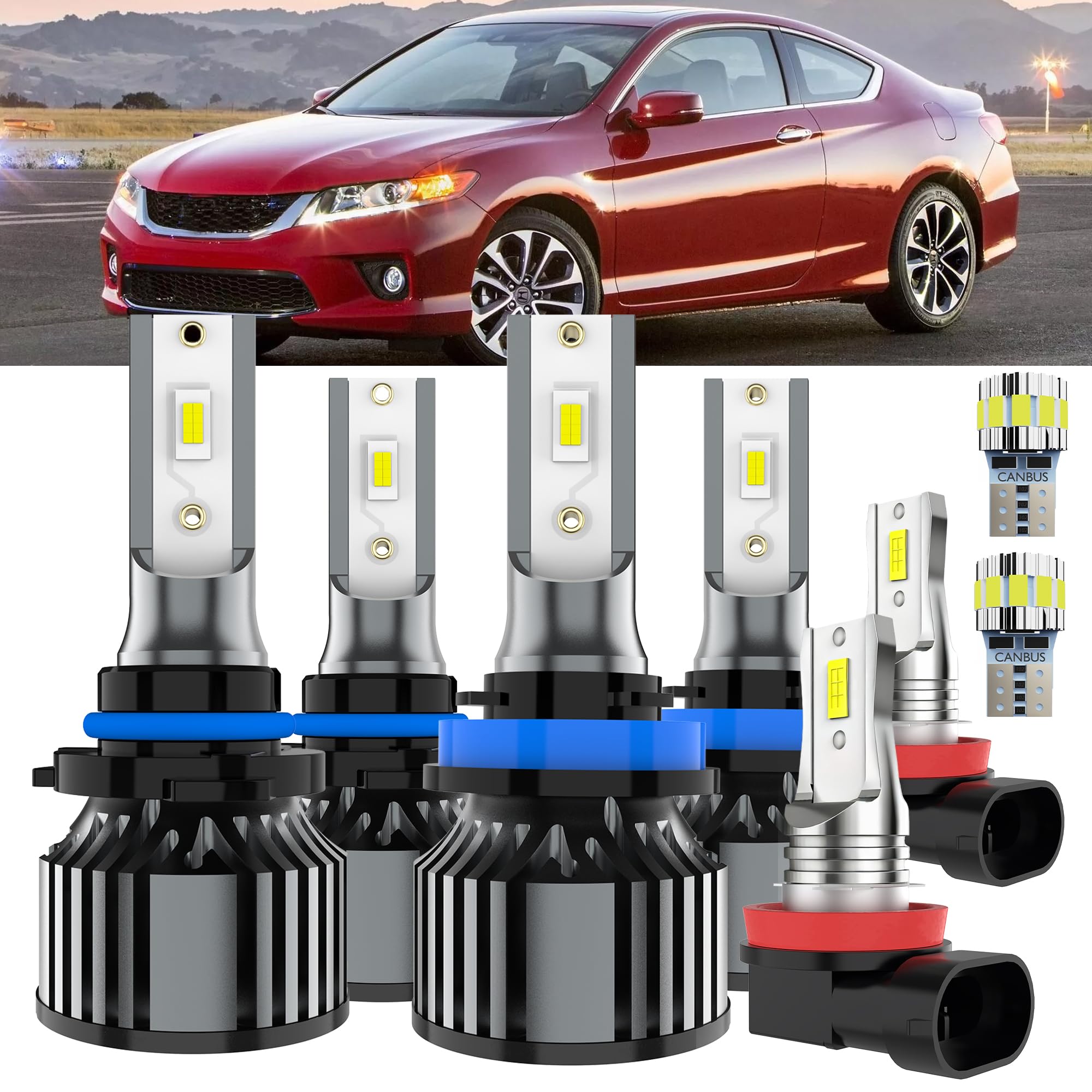 AYOTZIH Bulbs Fit For Honda Accord 2008-2012 Coupe & 2013-2015, High Beams Low Beams Fog Lights License Plate Lights Combo, 400%