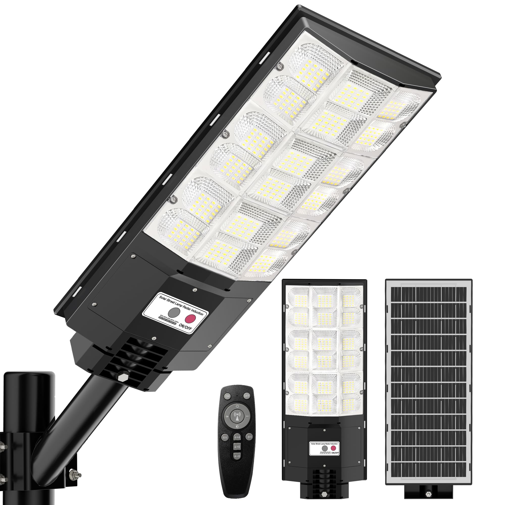 ZARKURE Solar Street Lights Outdoor Waterproof IP66 6500K 8500W with Motion Sensor & Remote Control YT0004-M