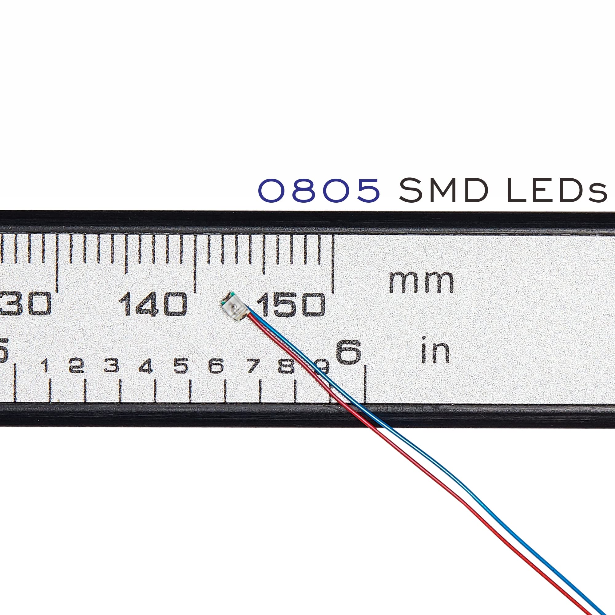 ZZHOB 0805 SMD LED Micro LEDs, Continuous White Light, 25 Count, Copper, Model L-0402, White