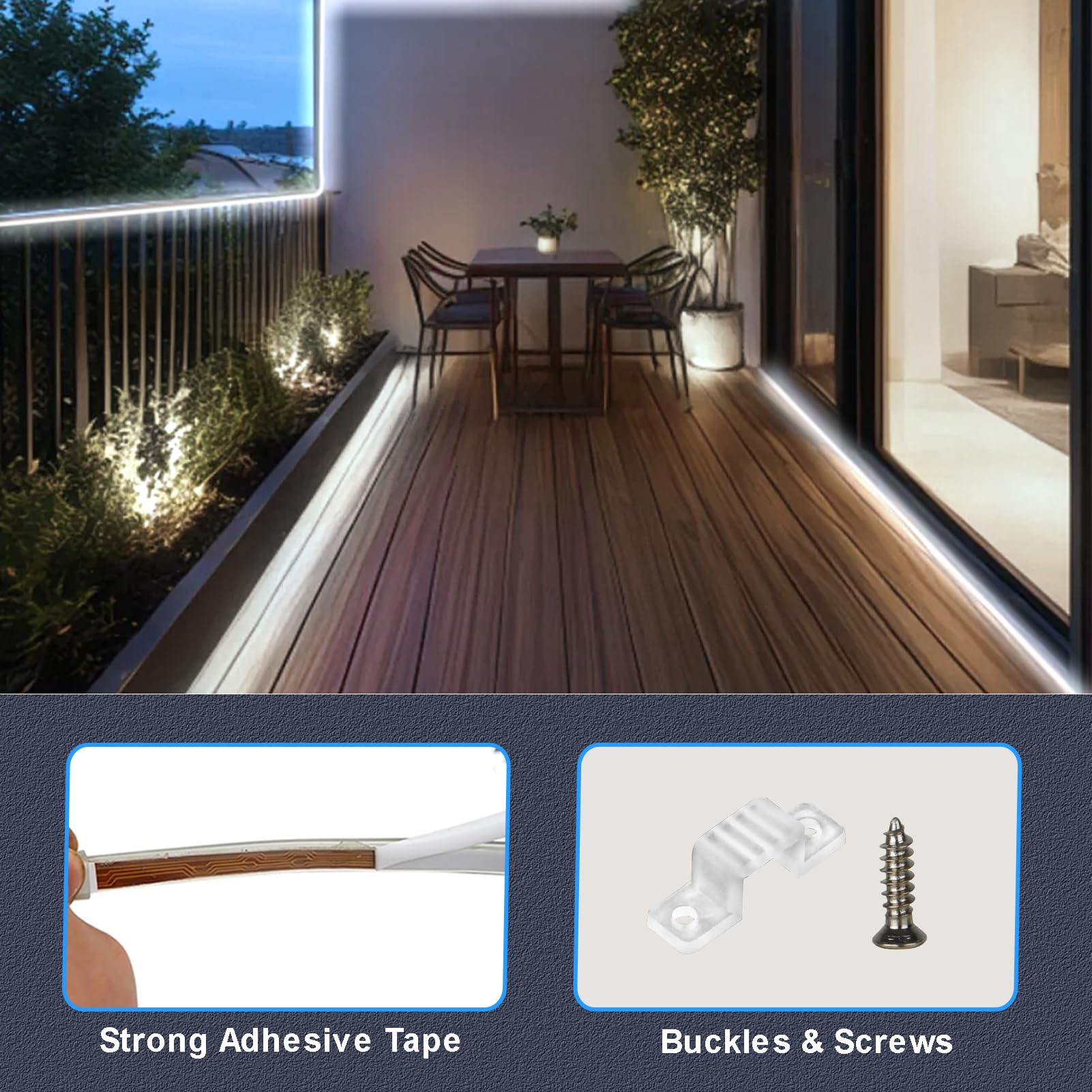 ZAIYW Solar LED Strip Lights, 32.8ft, IP68 Waterproof, Timer Remote, Cool White, Model Solar-10MStrip