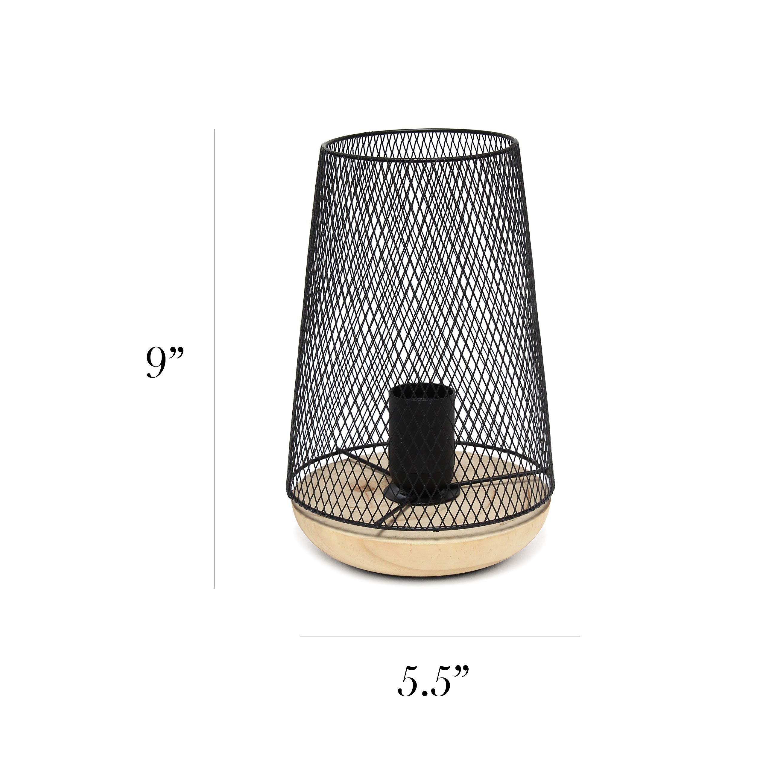Simple Designs LT1074-BLK Wired Mesh Uplight Table Lamp, Metal, 5.5x5.5x9, Black