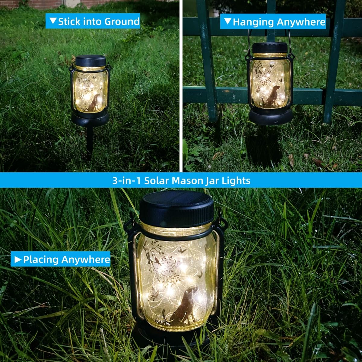 2Pcs Dog Solar Garden Lights, Garden Decor, Yard Decor, Dog Lamp, Gift For Dog Loves, Gifts For Girls, Patio Outdoor Porch Water