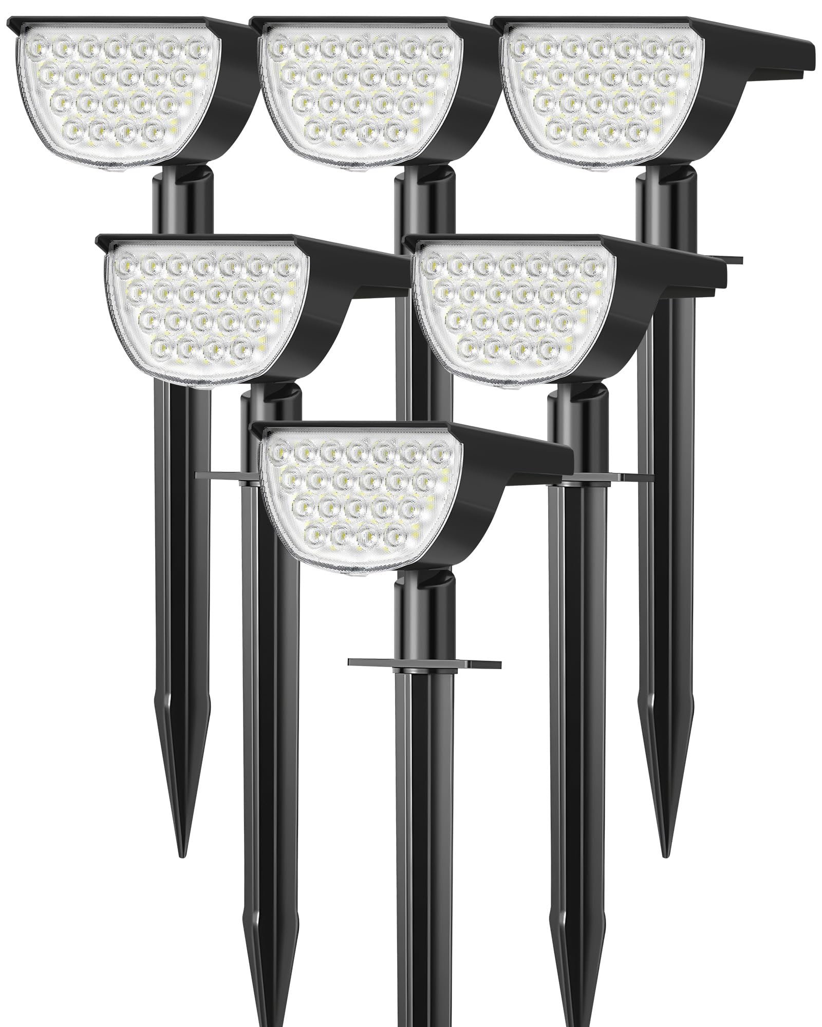 GKGG Solar Spot Lights, 76 LED, Waterproof IP65, 3 Lighting Modes, 6 Pack, Cool White, Model D-014