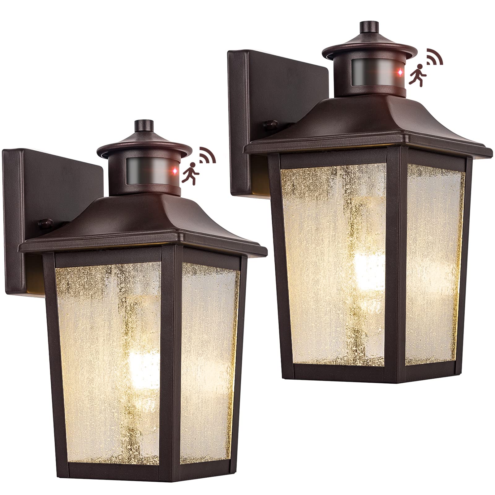 Filiyano Oil Rubbed Bronze Motion Sensor Outdoor Lights 2-Pack - Waterproof Dusk To Dawn