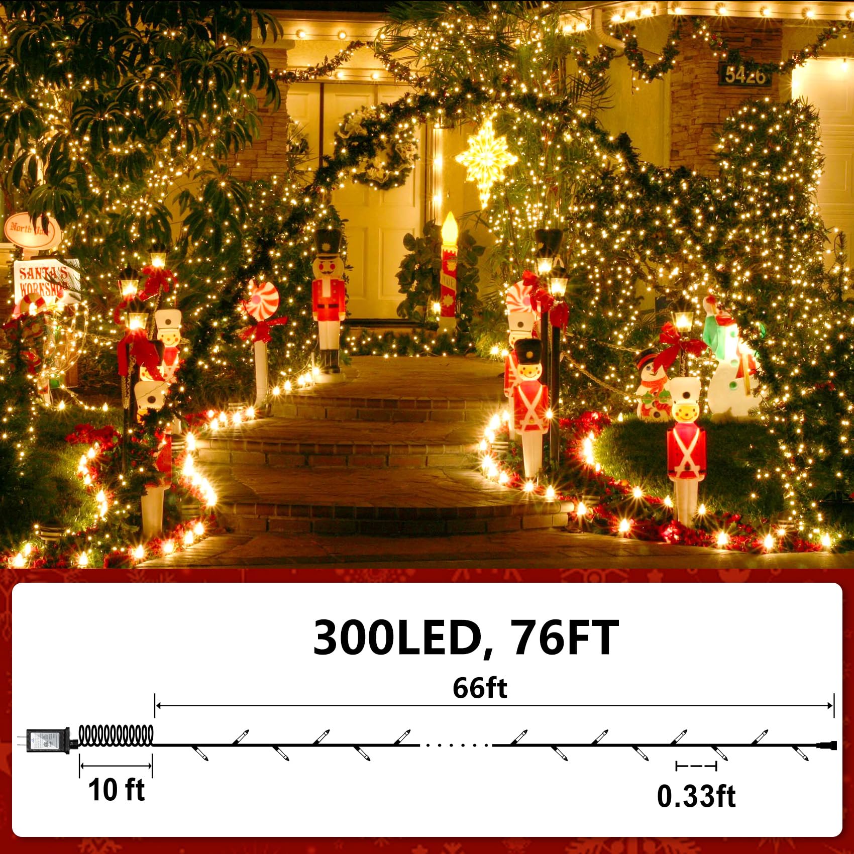 300 Led Christmas Tree Lights  Connectable Christmas Lights Indoor With Timer Memory & Dimmable & 12 Modes  75Ft Decoration Fairy String Lights For Outside Bedroom Home Patio Yard Tree  Warm White