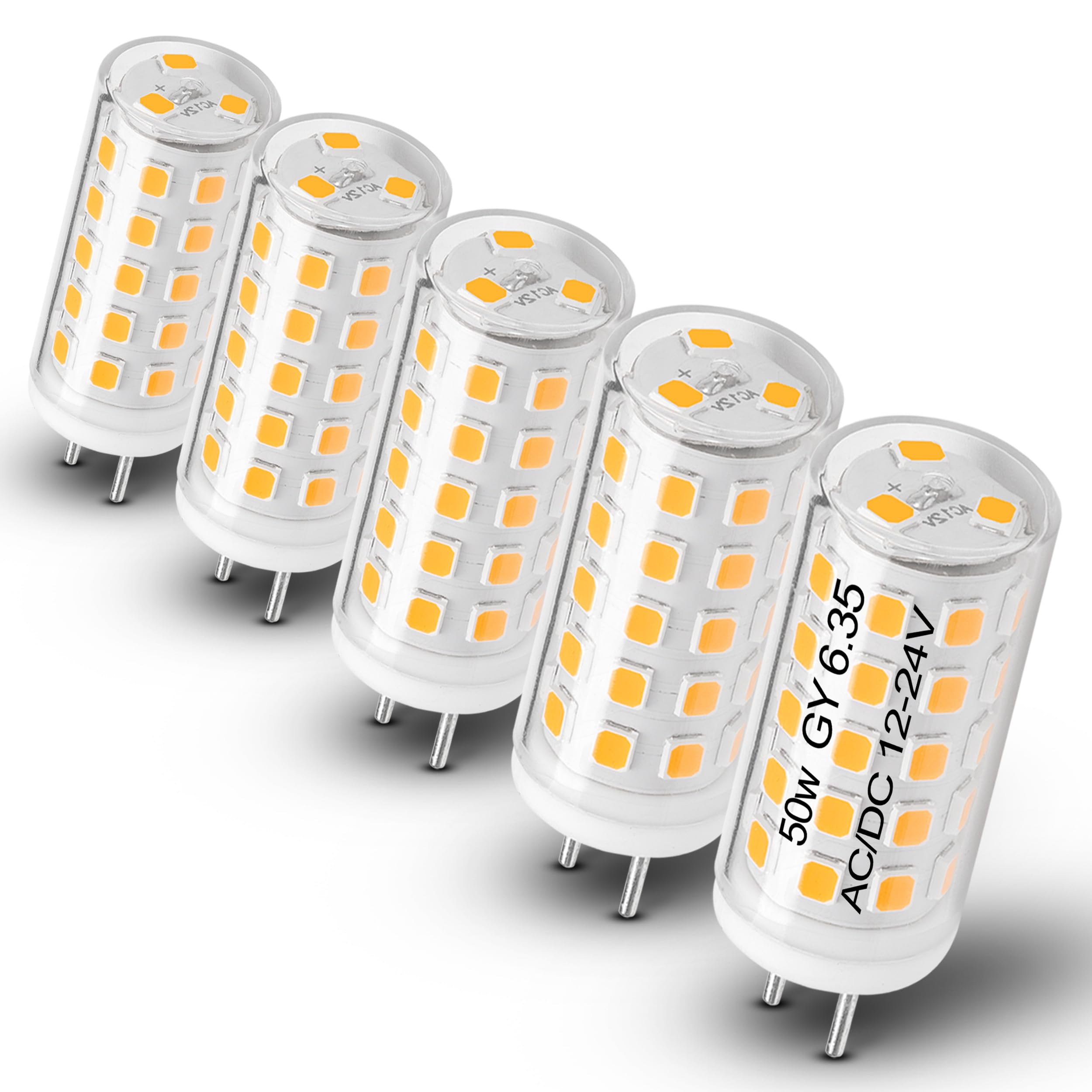 Heifymi Gy6.35/G6.35 5W Led Bulb Ac/Dc 12-24V Warm White 2700K Jc Type Bi-Pin Base 50W Halogen Bulb Equivalent For Pendant Chand