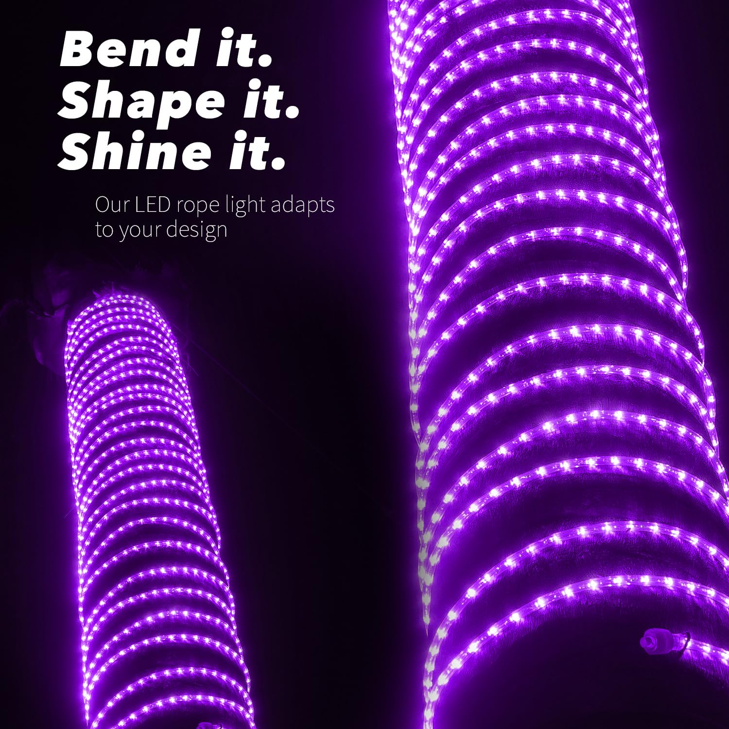 WYZworks LED Rope Lights, 25ft, Purple, Waterproof, Flexible Tube, ETL Certified, Model LED-ROPE-PURP-25FT