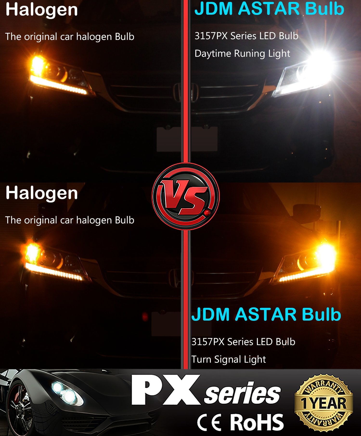 Jdm Astar Extremely Bright Px Chipsets White/Yellow 3157 3155 3457 4157 Switchback Led Bulbs For Turn Signal Lights