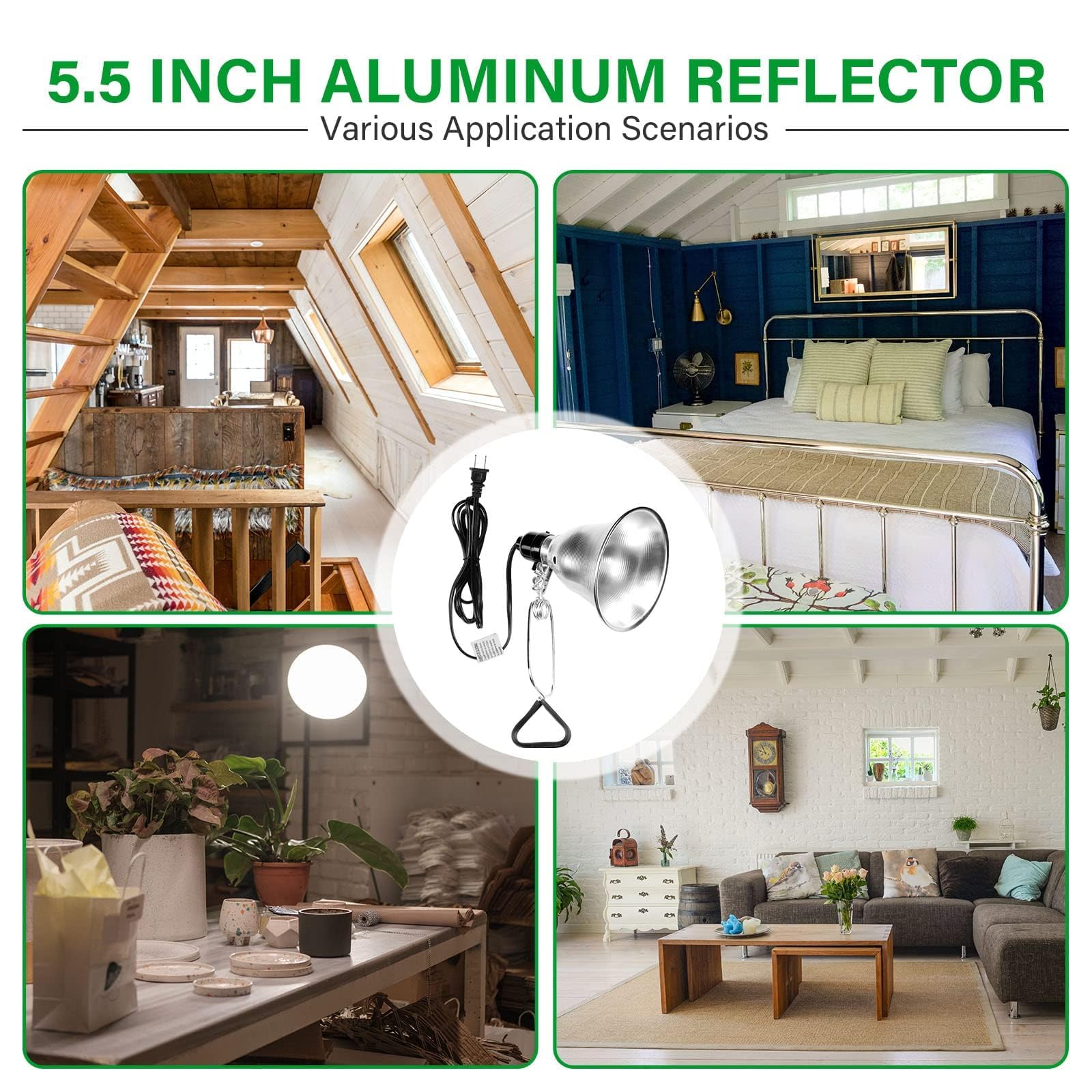 Simple Deluxe Clamp Light With 5.5 Inch Adjustable Aluminum Reflector, Suit For E26 Socket Max 60 Watt Lamp (No Bulb Included),