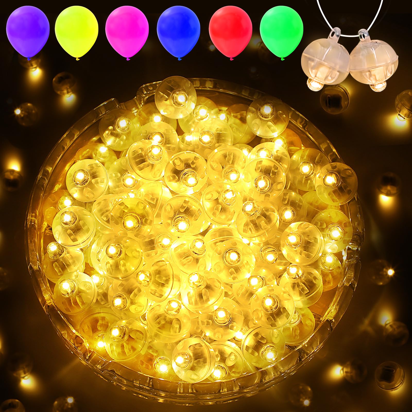 100PCs Mini Led Lights with Hook  Waterproof Round Tiny Led Light for Party Decorations Neon Party Light Warm White-Blinking Lights