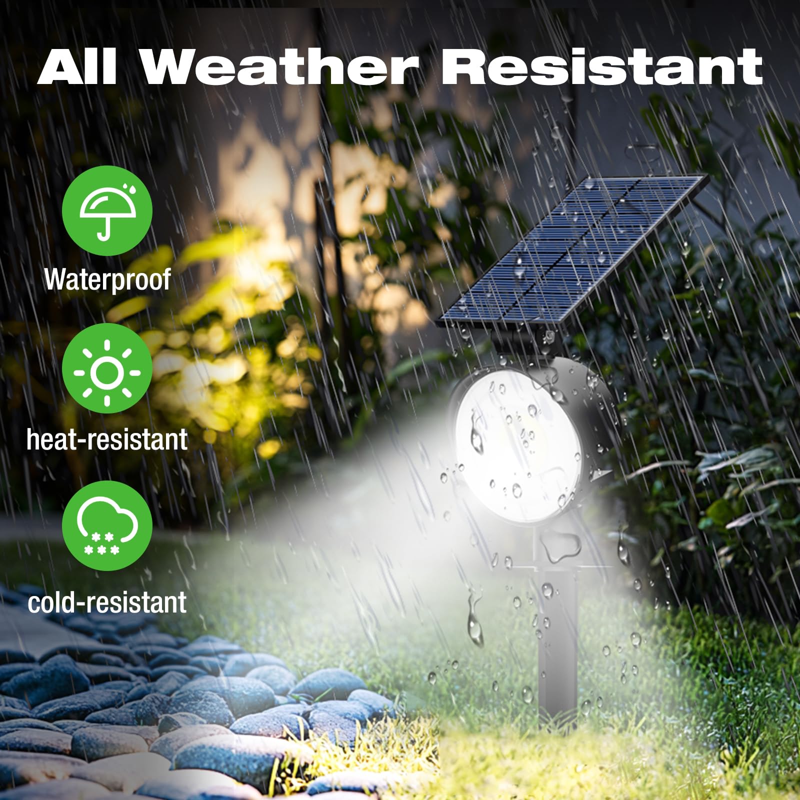 Nipify Solar Lights Outdoor Waterproof  Spot Lights- 4 Pack/53 Led/3 Modes Solar Powered Spotlights 2-In-1 Auto On/Off Landscape Lighting For Outside Yard Wall Garden  Cool White