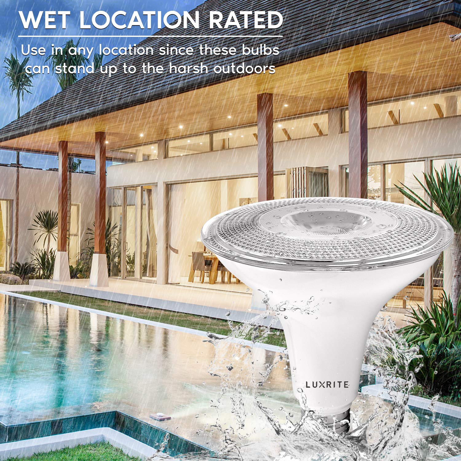 LUXRITE PAR38 LED Outdoor Flood Light Bulbs, 1250 Lumens, 15W Dimmable, 3500K Natural White, 12 Pack, E26 Base,