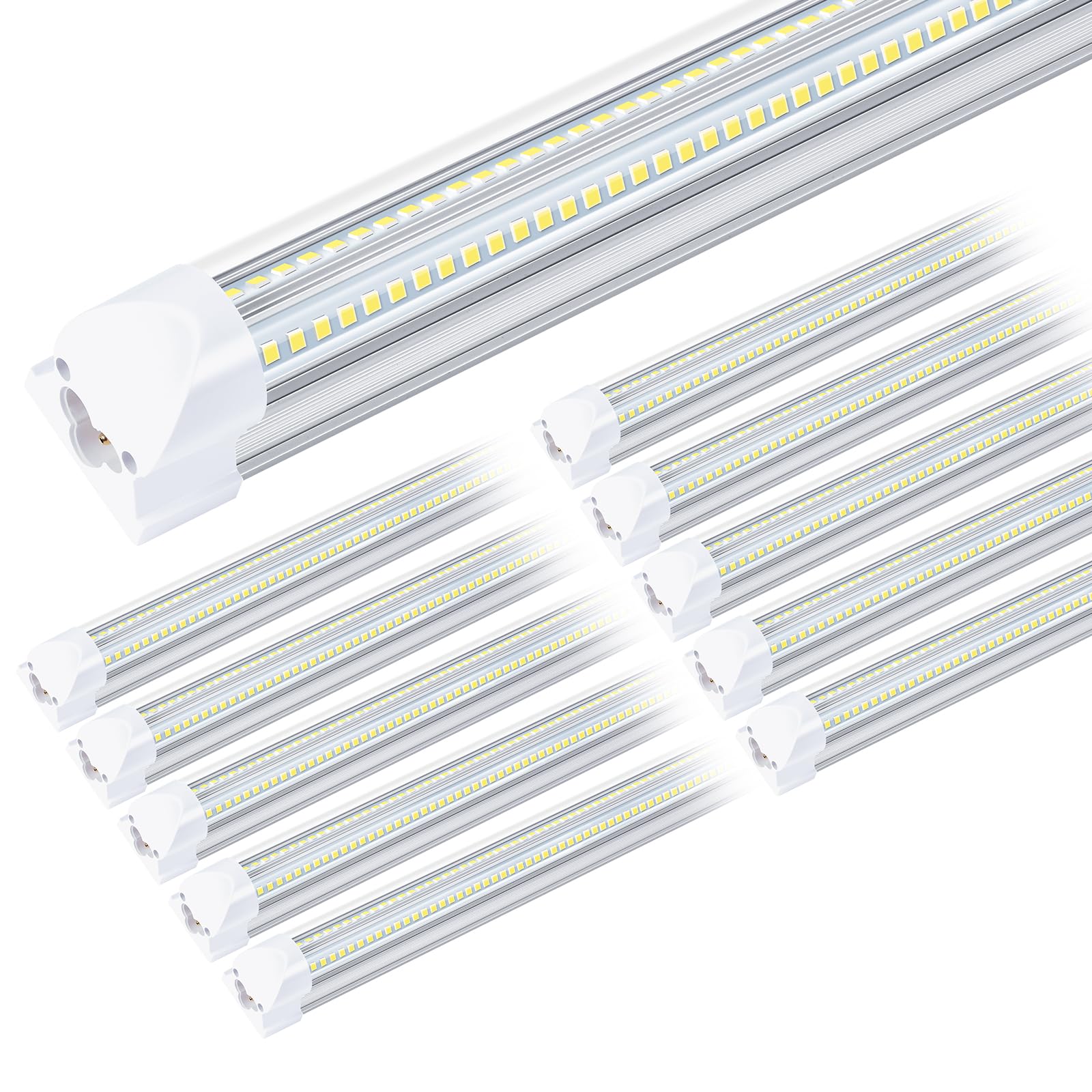 Gugsey LED Shop Lights - 4FT 50W LED Light Fixture, 4 Foot High Output 7750Lumen, 6000K, Clear Cover, V-Shape Linkable, Plug and