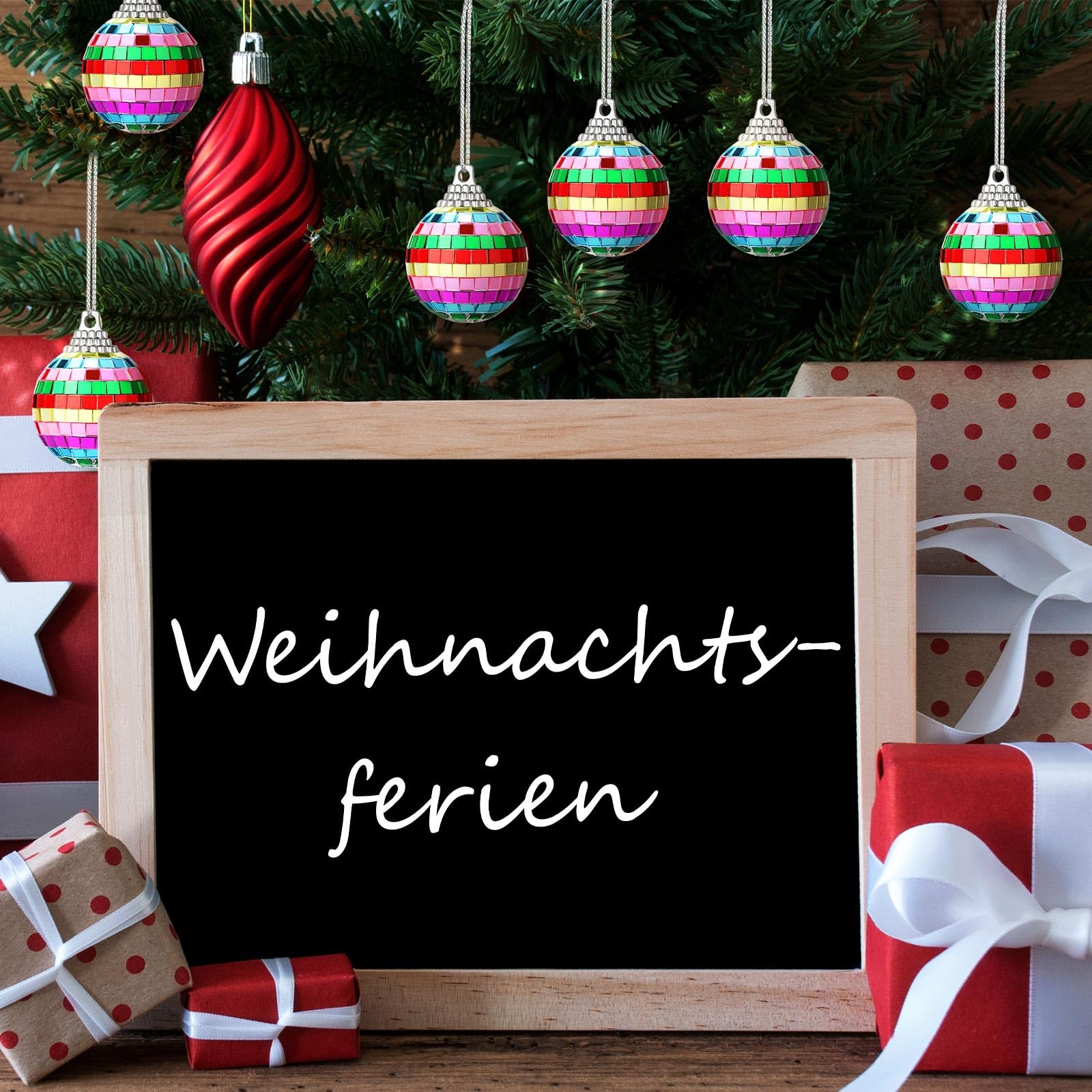 BBTO Mini Christmas Disco Balls 24 Pieces Reflective Glass Hanging Decoration 1.97 Inch Colorful