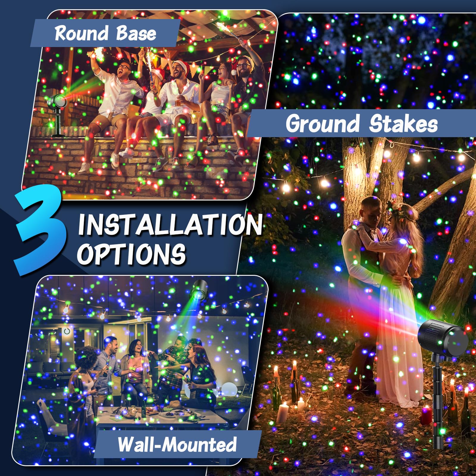 Laser Christmas Projector Lights Outdoor, Rgb 3 Color Moving Laser Firefly Lights Show, Christmas Laser Lights Outdoor Projector