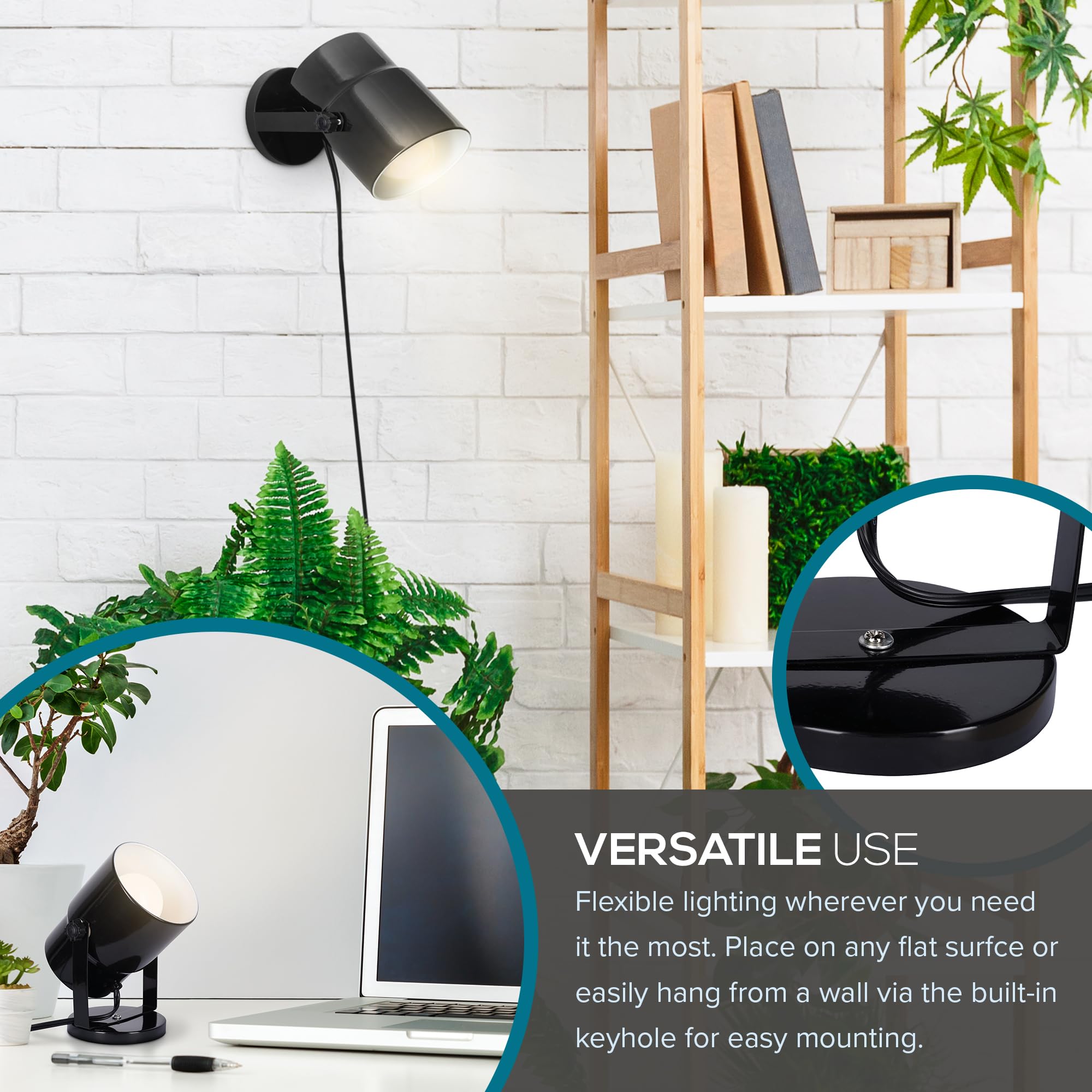 Catalina Lighting 24291-000 Multipurpose Spotlight Accent Lamp, Desk Or Wall Mount Lamp For Office, Living Room, Dorm Or Bedroom