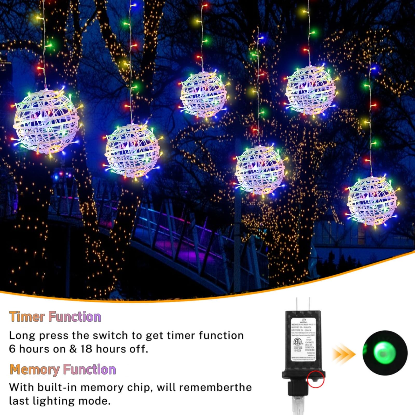 SenLuKit LED Garden Sphere Lights - 7.9" Waterproof Multicolor Balls - 8 Modes - Perfect for Outdoor Decoration